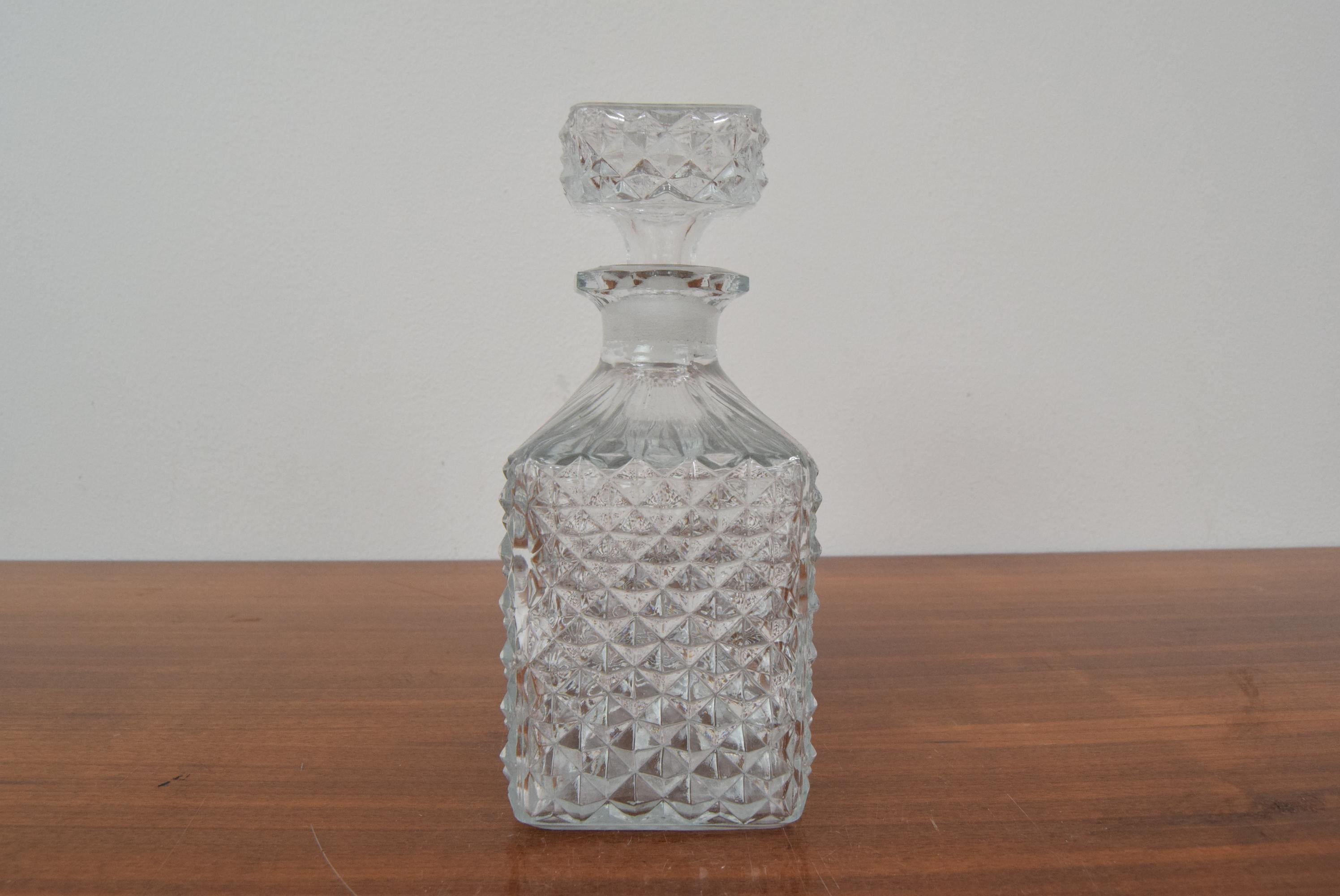 Mid-Century Glass Carafe, Bohemia Glass, 1950's In Good Condition For Sale In Praha, CZ