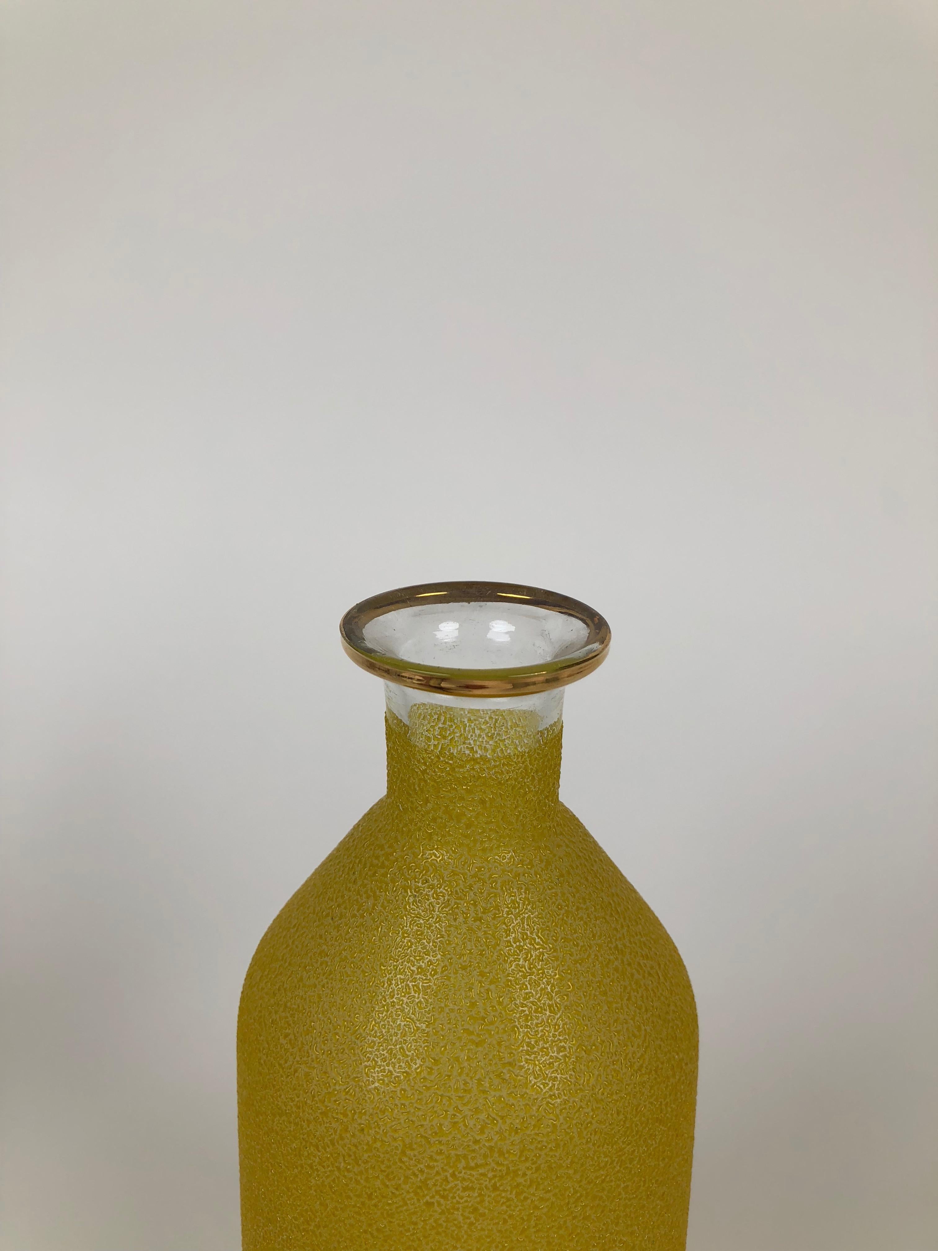 Slovak Midcentury Glass Carafe for Liquor from Czechoslovakia, in Cabana Style For Sale