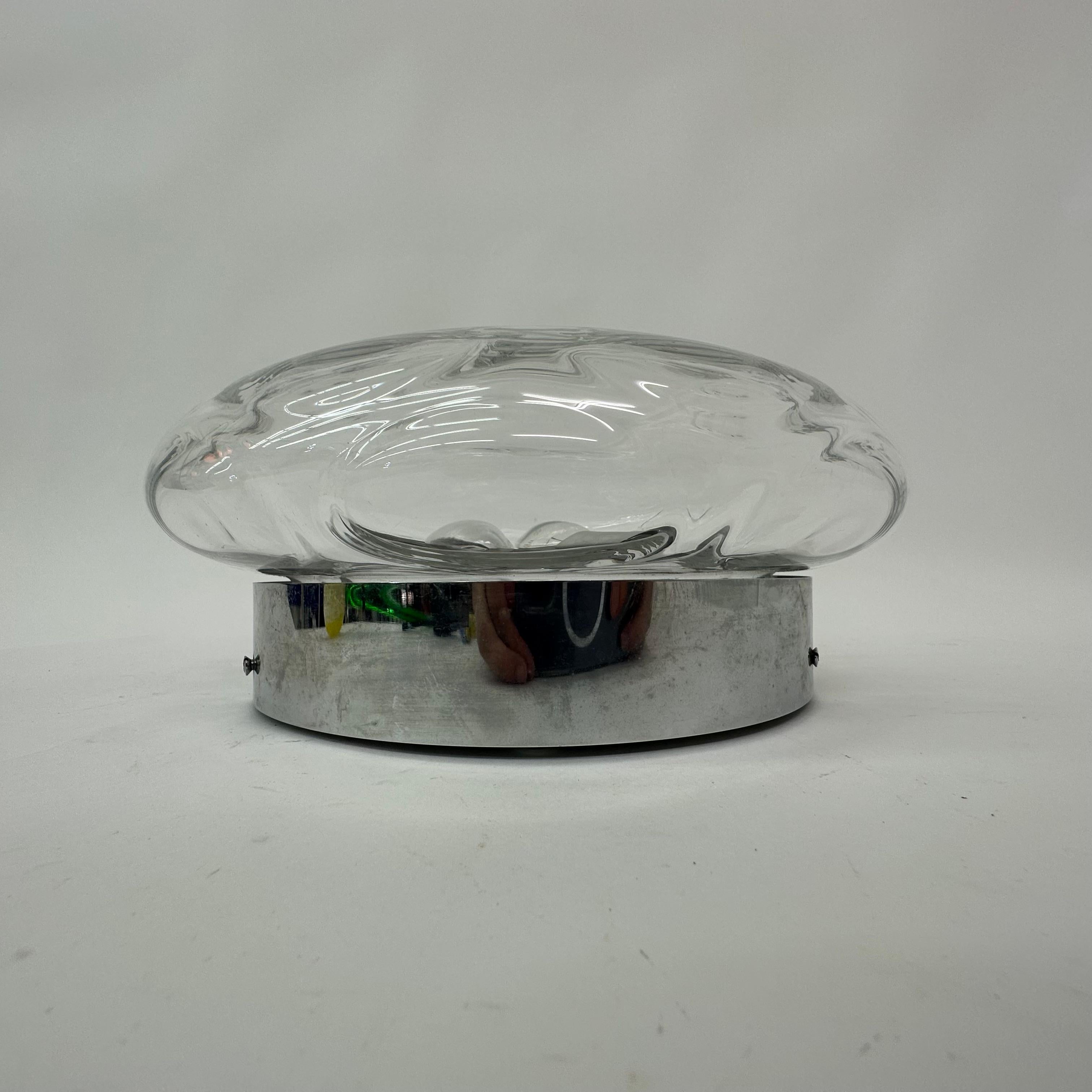 Mid-century glass ceiling / wall lamp , 1970’s For Sale 14