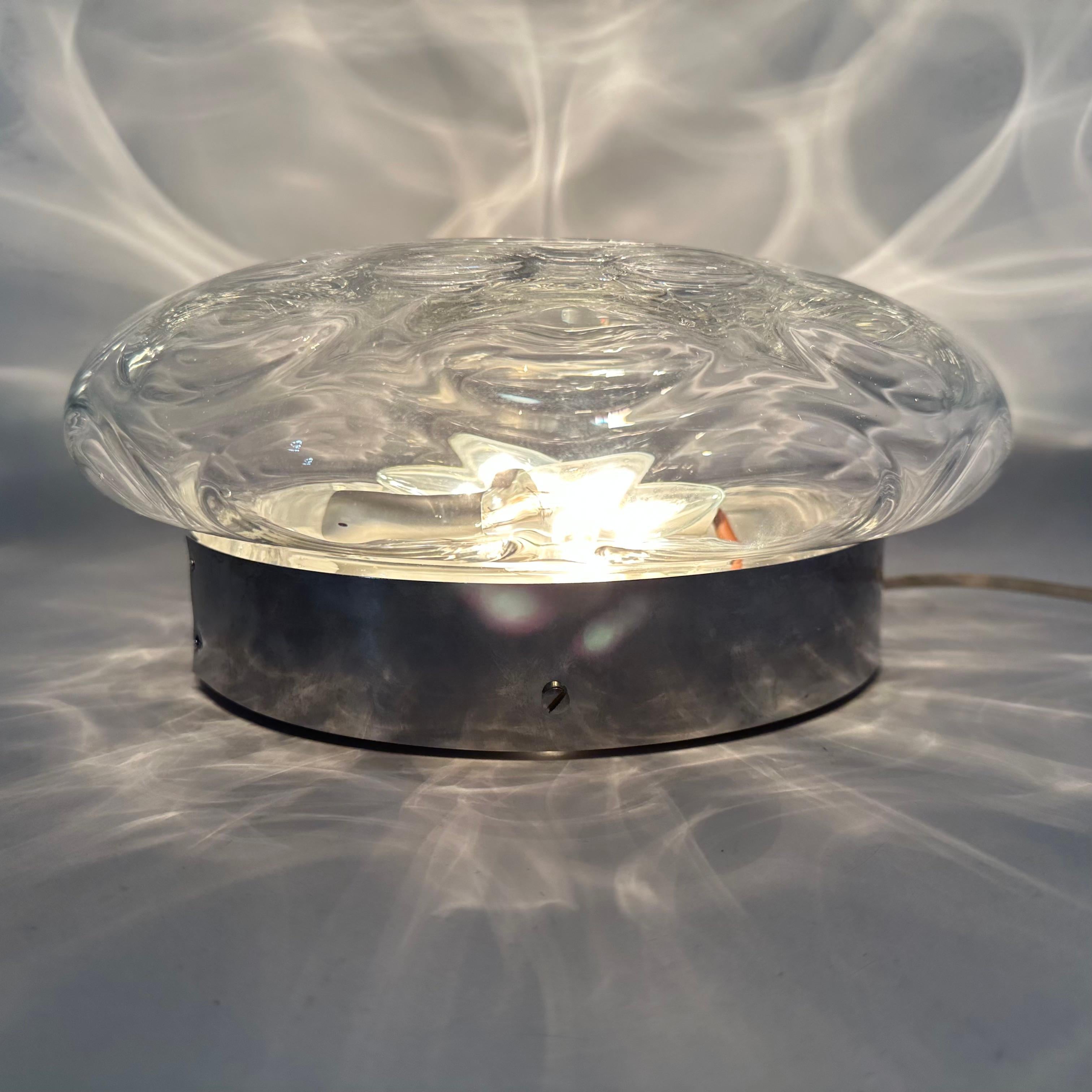 Mid-century glass ceiling / wall lamp , 1970’s For Sale 1