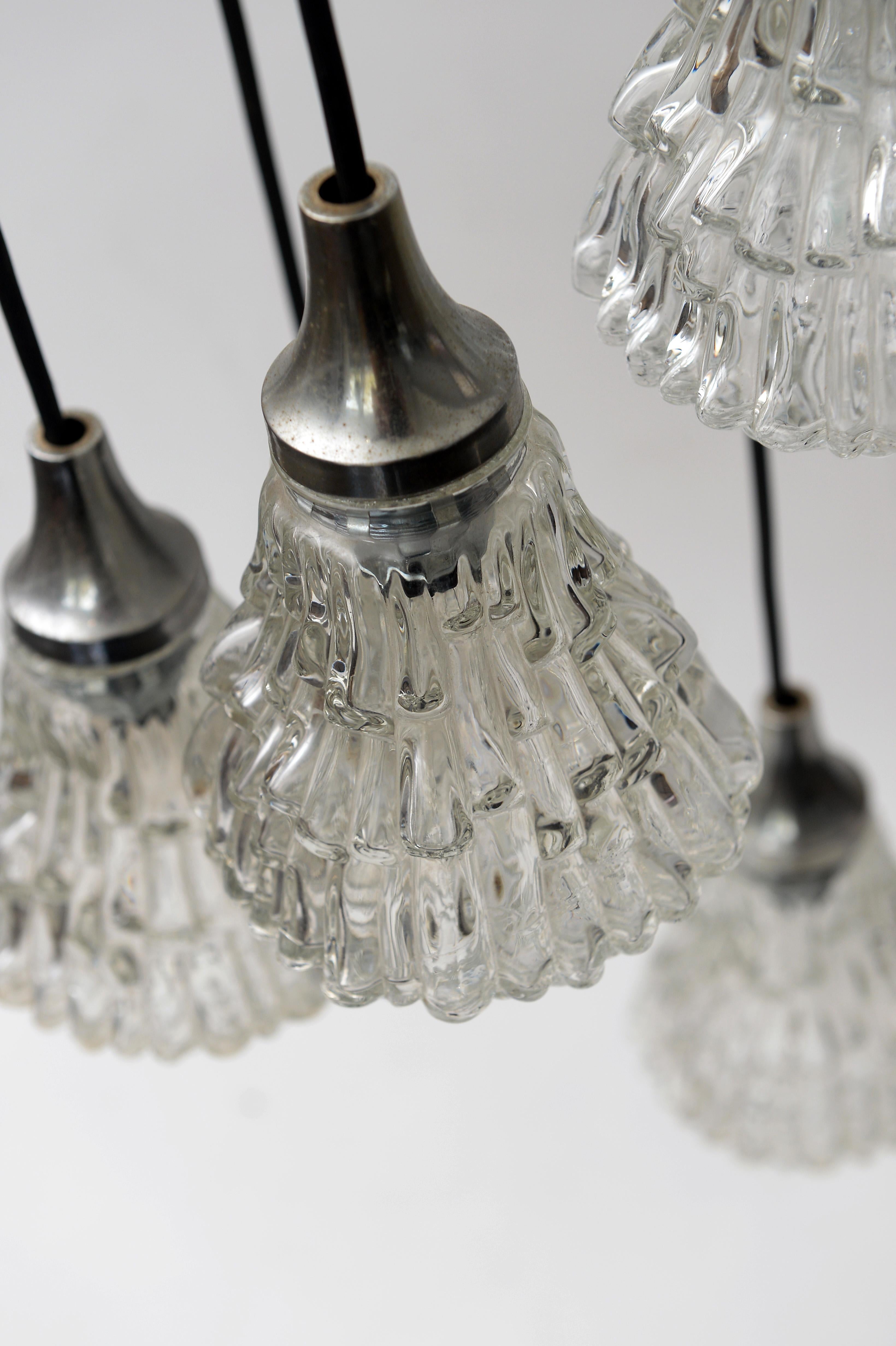 Mid-20th Century Midcentury glass chandelier, 1960s 