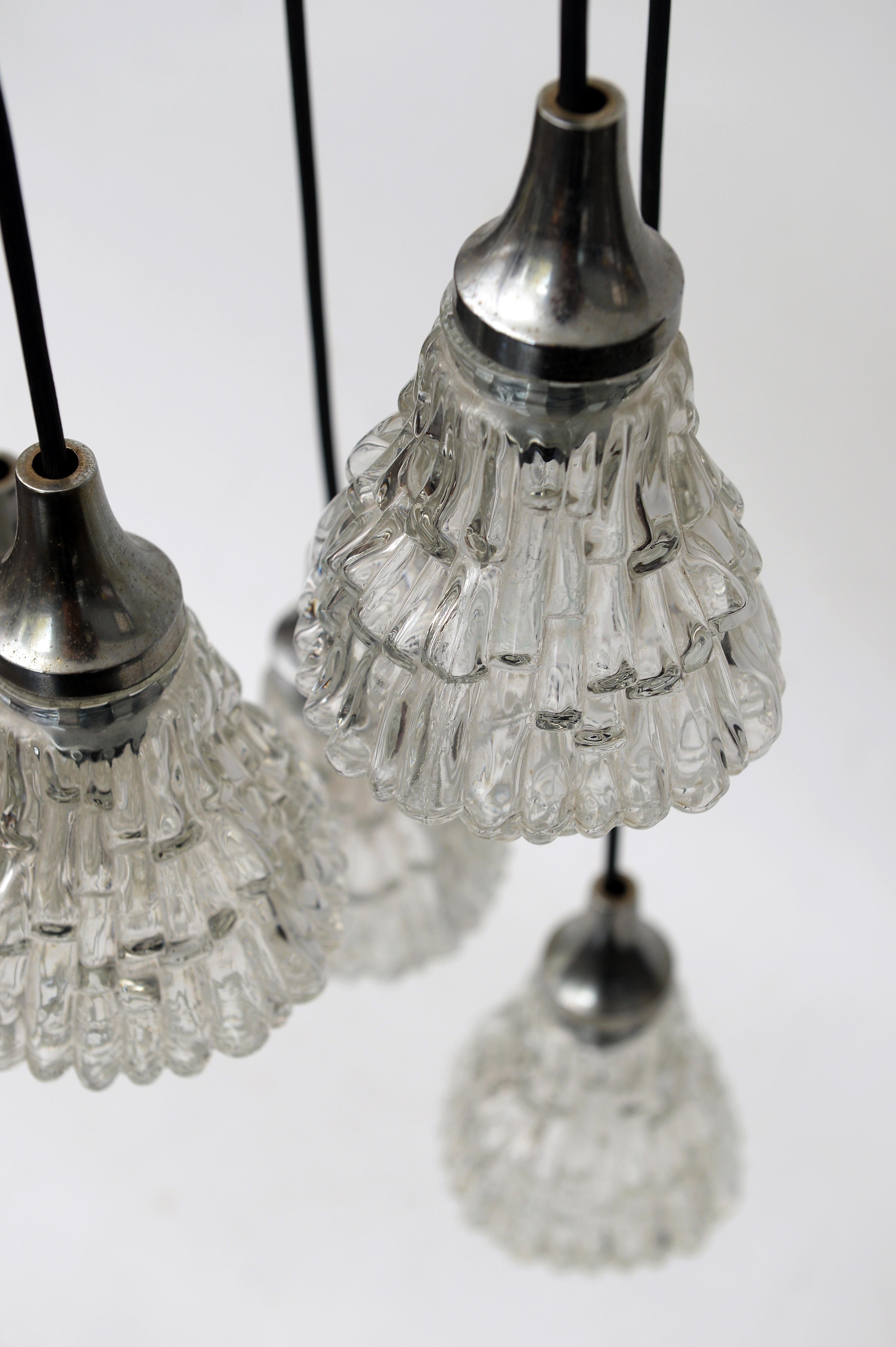 Glass Midcentury glass chandelier, 1960s 