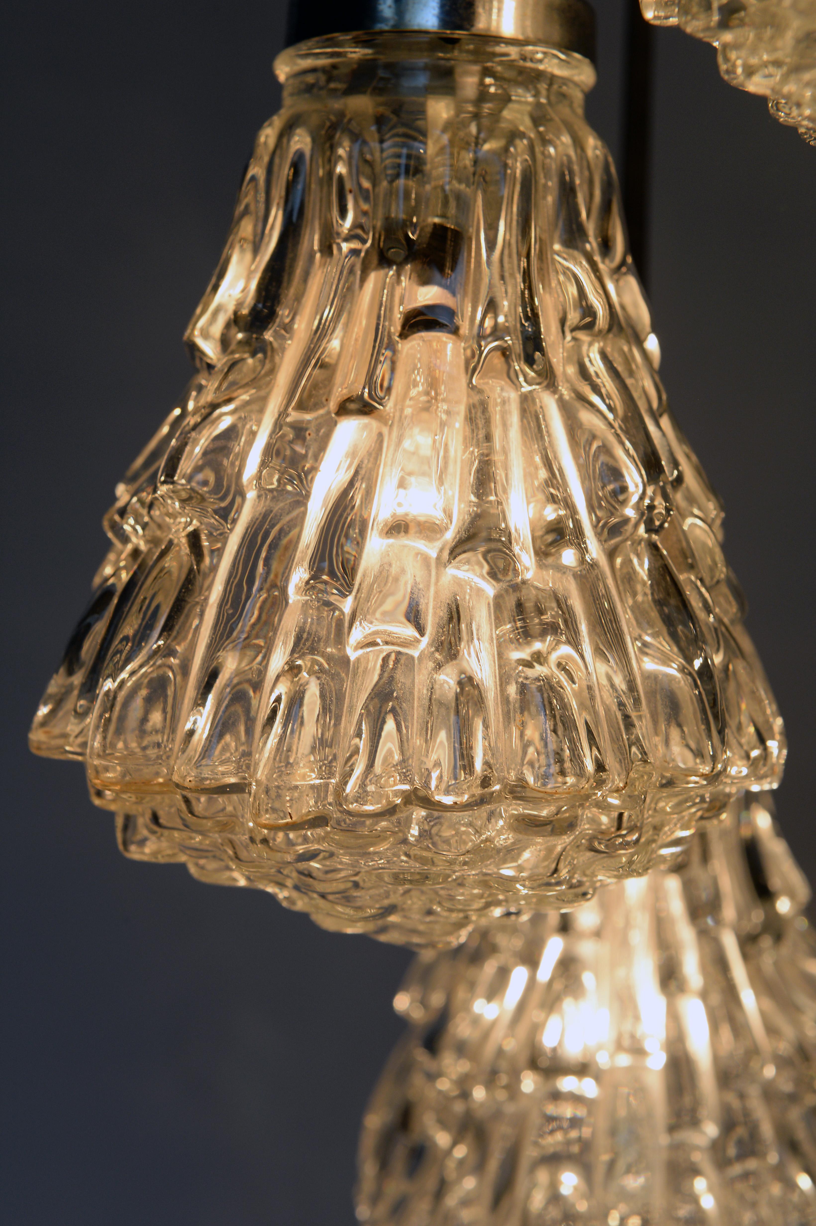 Midcentury glass chandelier, 1960s  2
