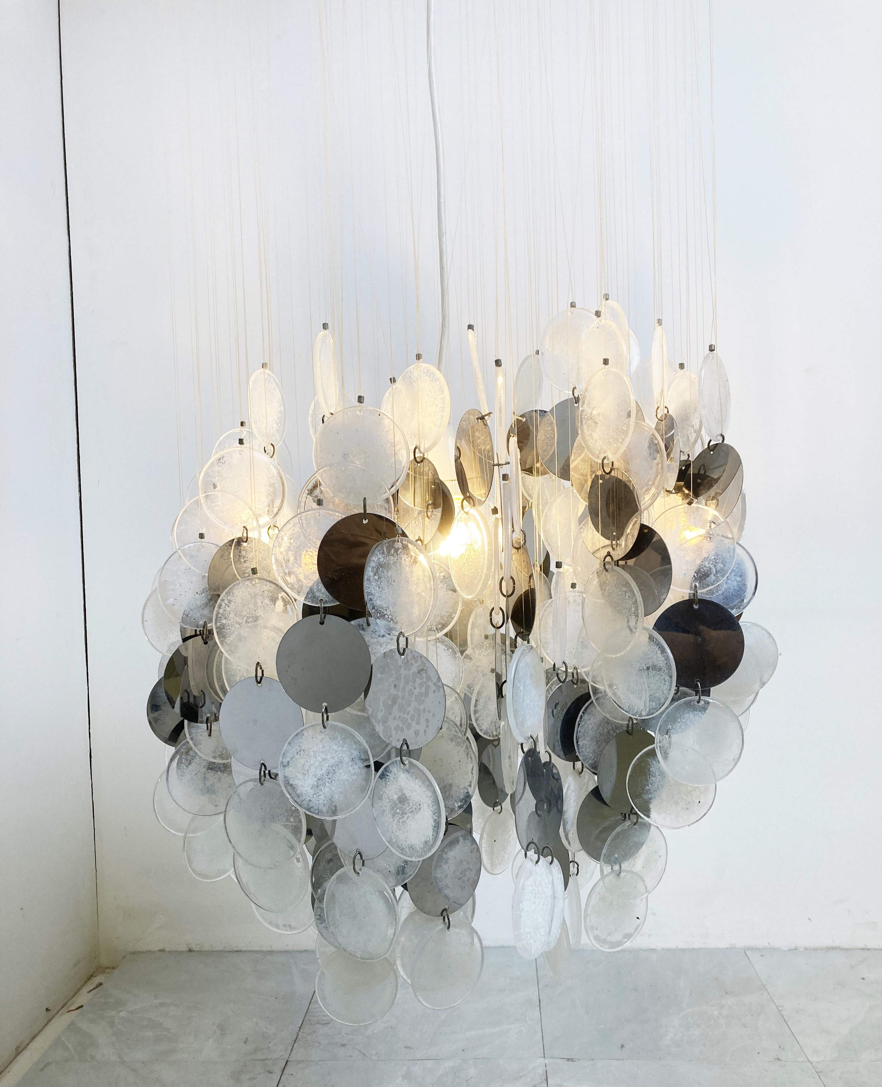 Midcentury Glass Chandelier, 1970s For Sale 4