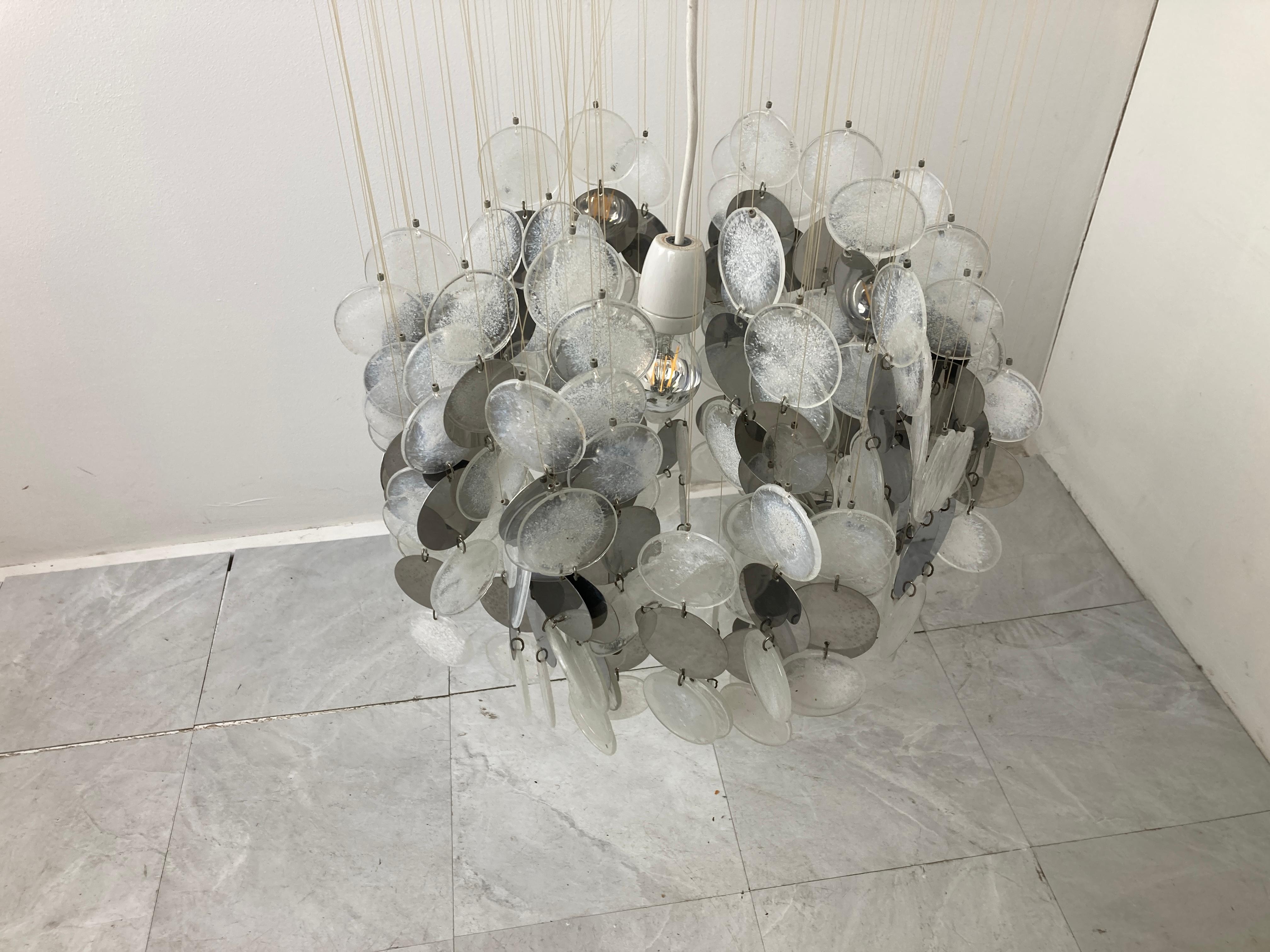 Midcentury Glass Chandelier, 1970s In Good Condition For Sale In HEVERLEE, BE