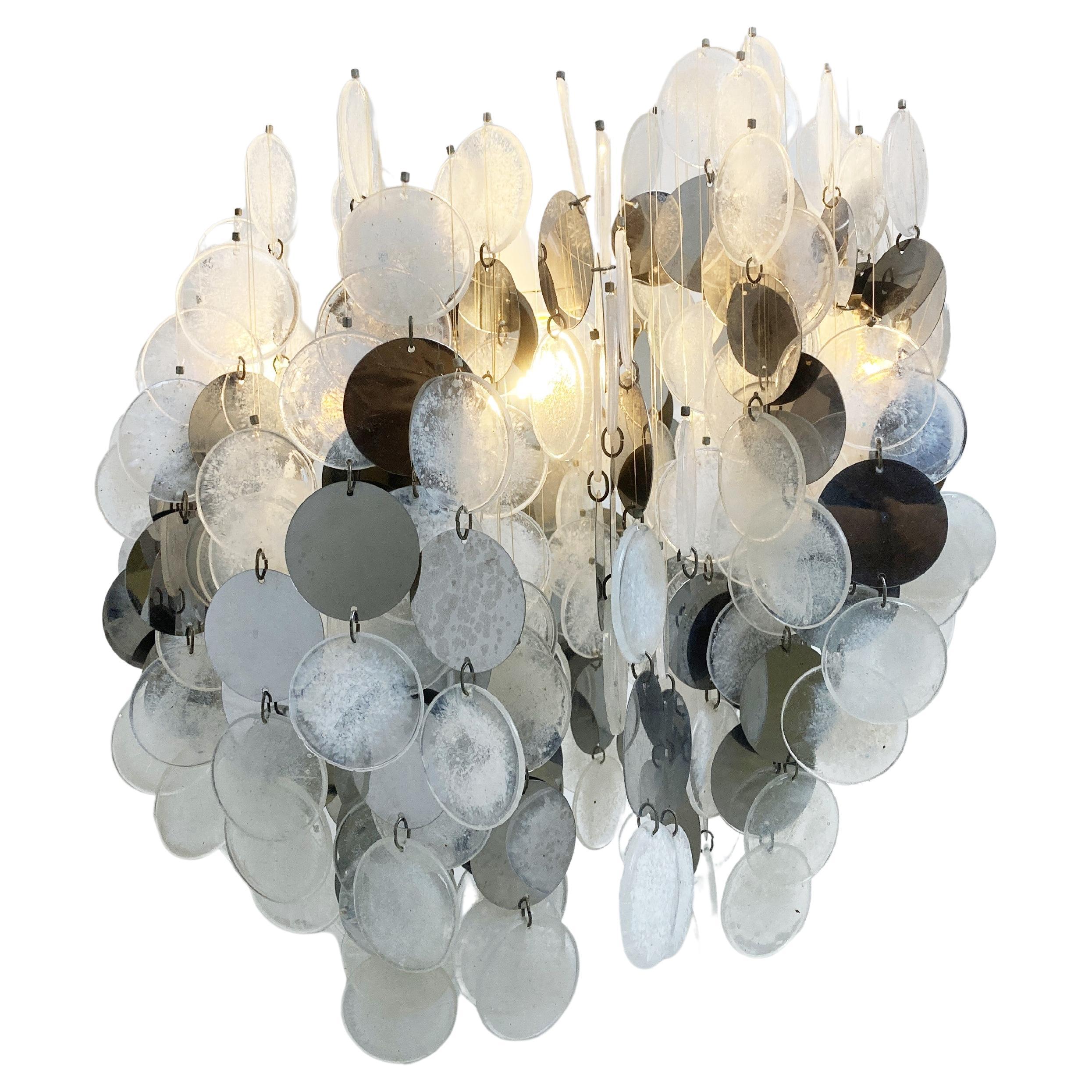 Midcentury Glass Chandelier, 1970s For Sale