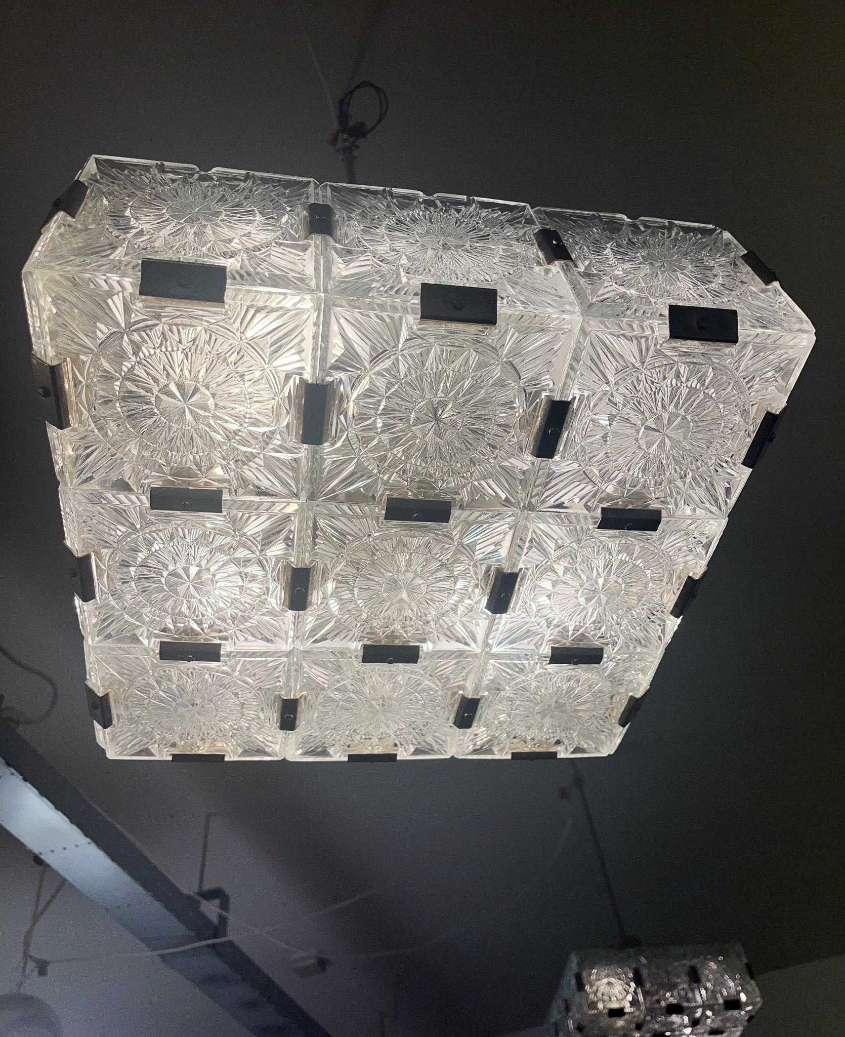 Mid-Century Modern Mid-Century Glass Chandelier by Kamenicky Senov, Czech Republic, 1960s For Sale