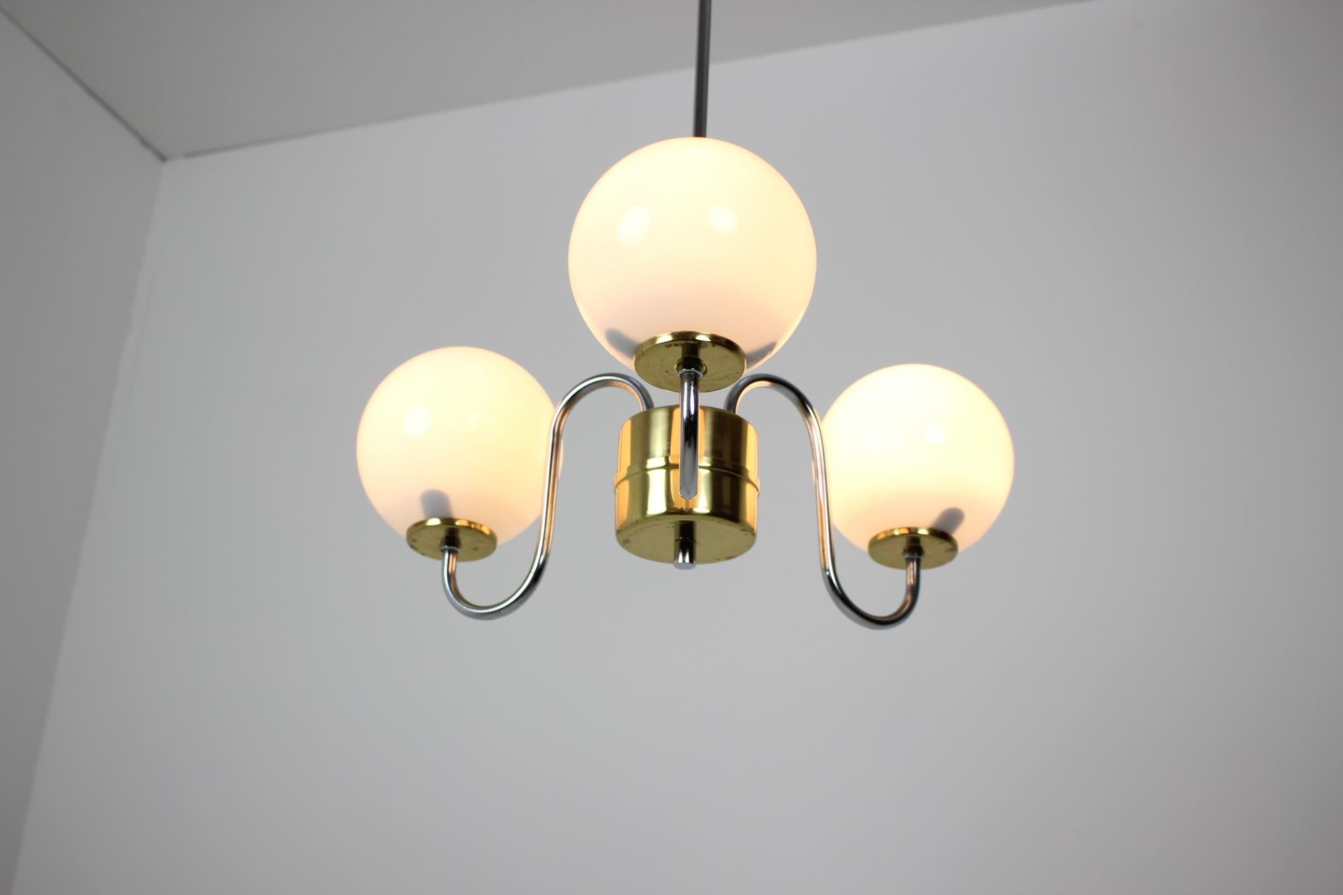 Czech Midcentury Glass Chandelier/ Lidokov, 1960s For Sale