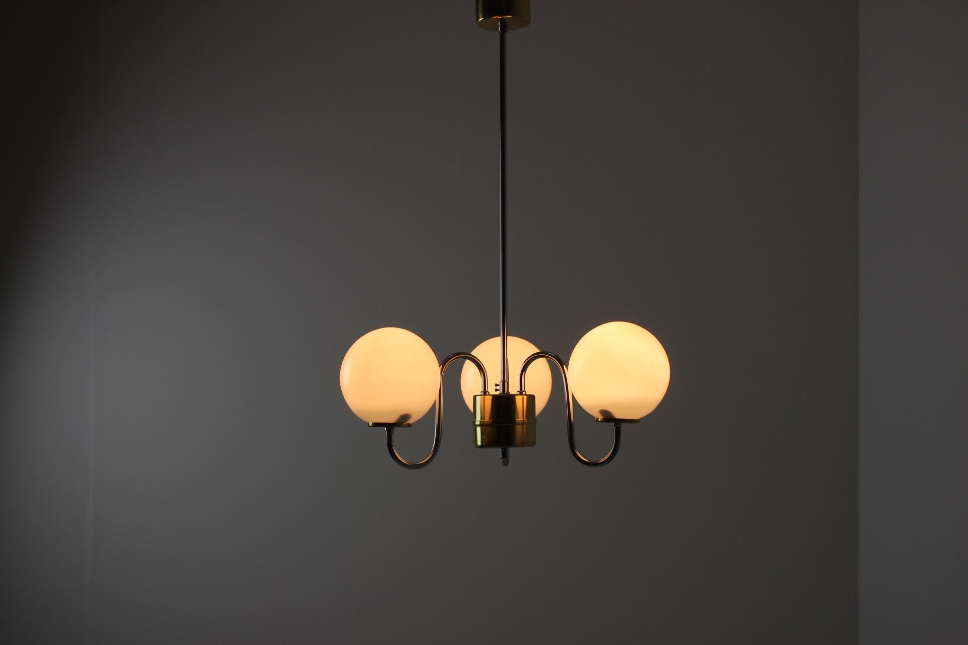 Mid-20th Century Midcentury Glass Chandelier/ Lidokov, 1960s For Sale