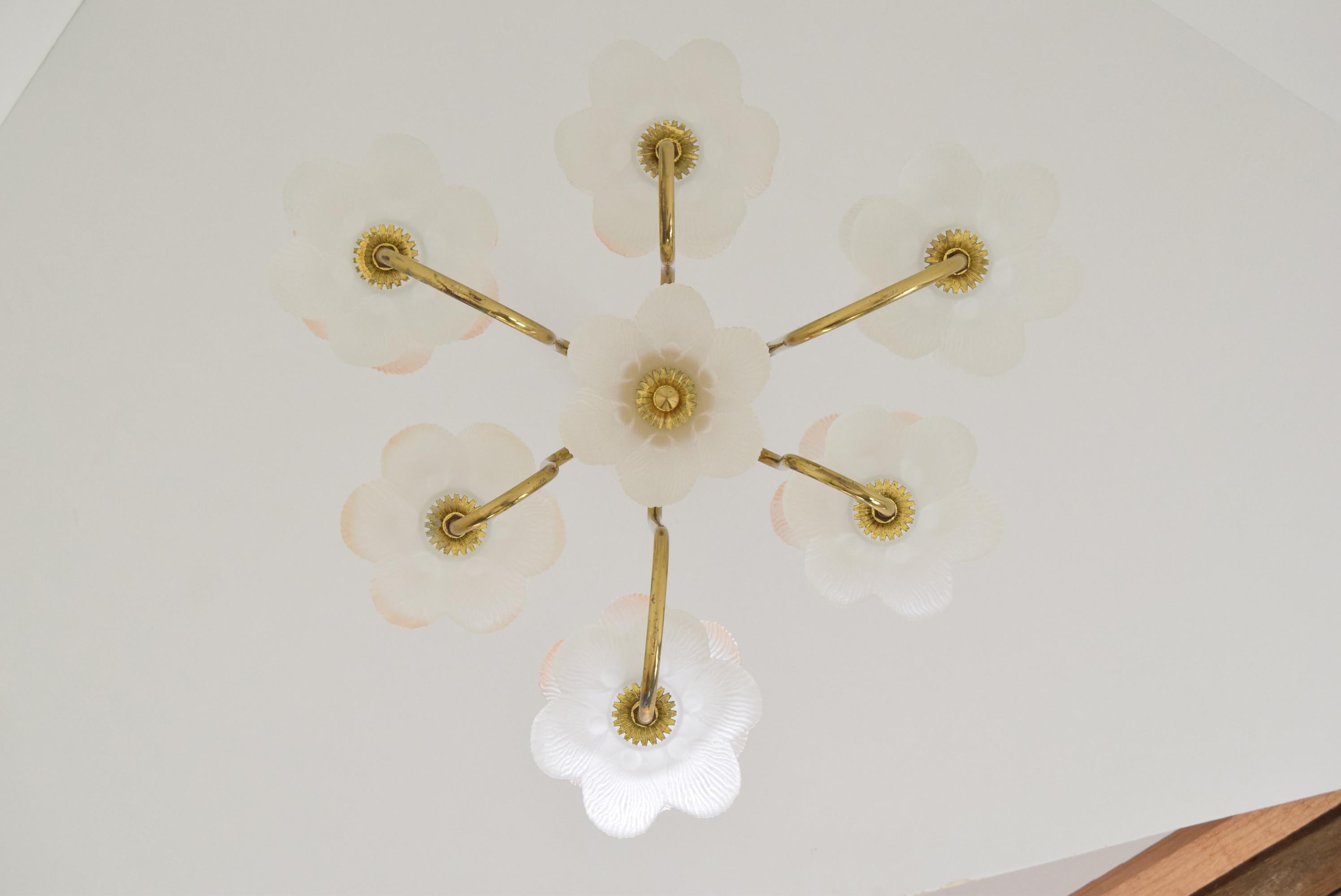 Mid-Century Glass Chandelier, 1970's For Sale 5