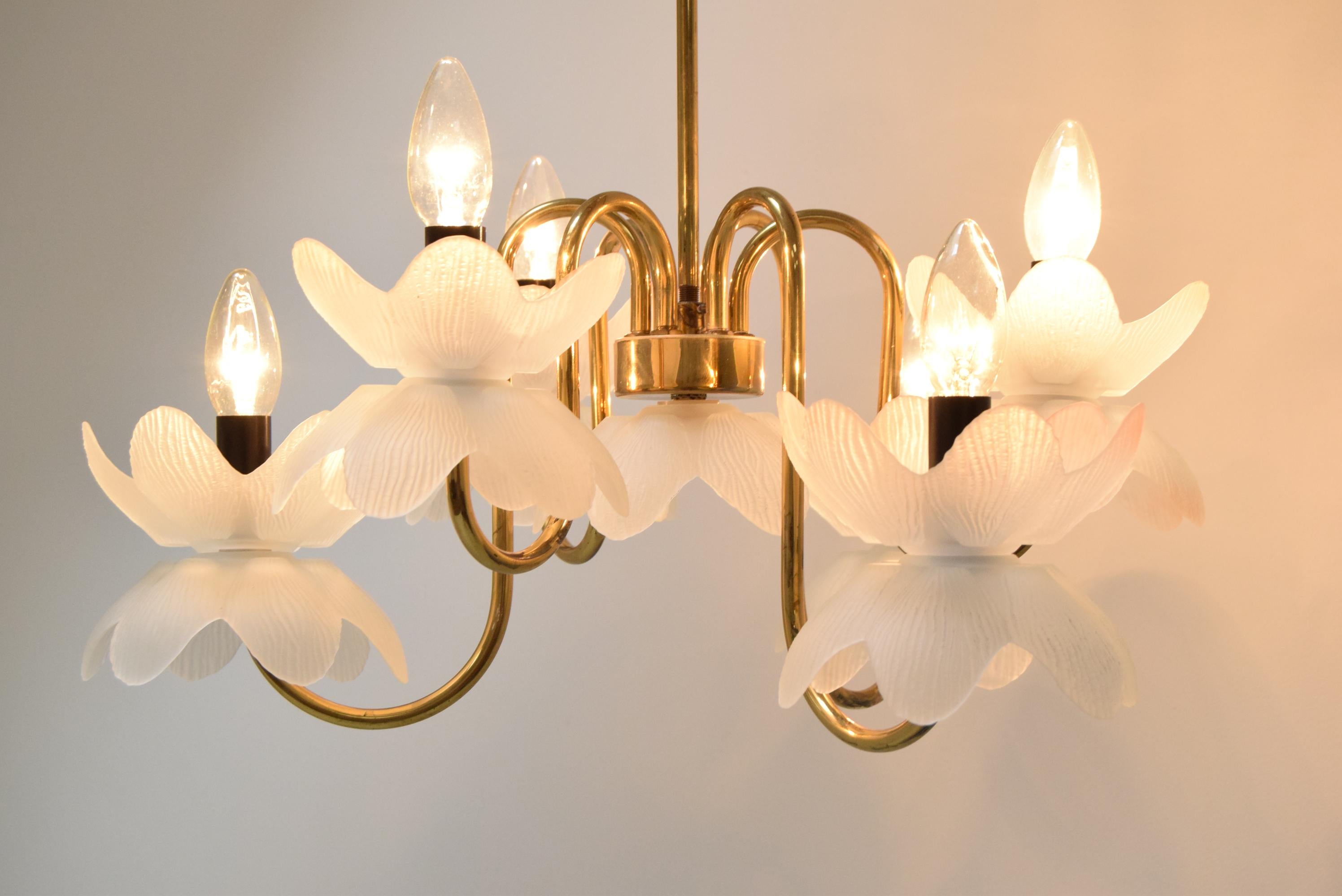 Mid-Century Glass Chandelier, 1970's For Sale 2