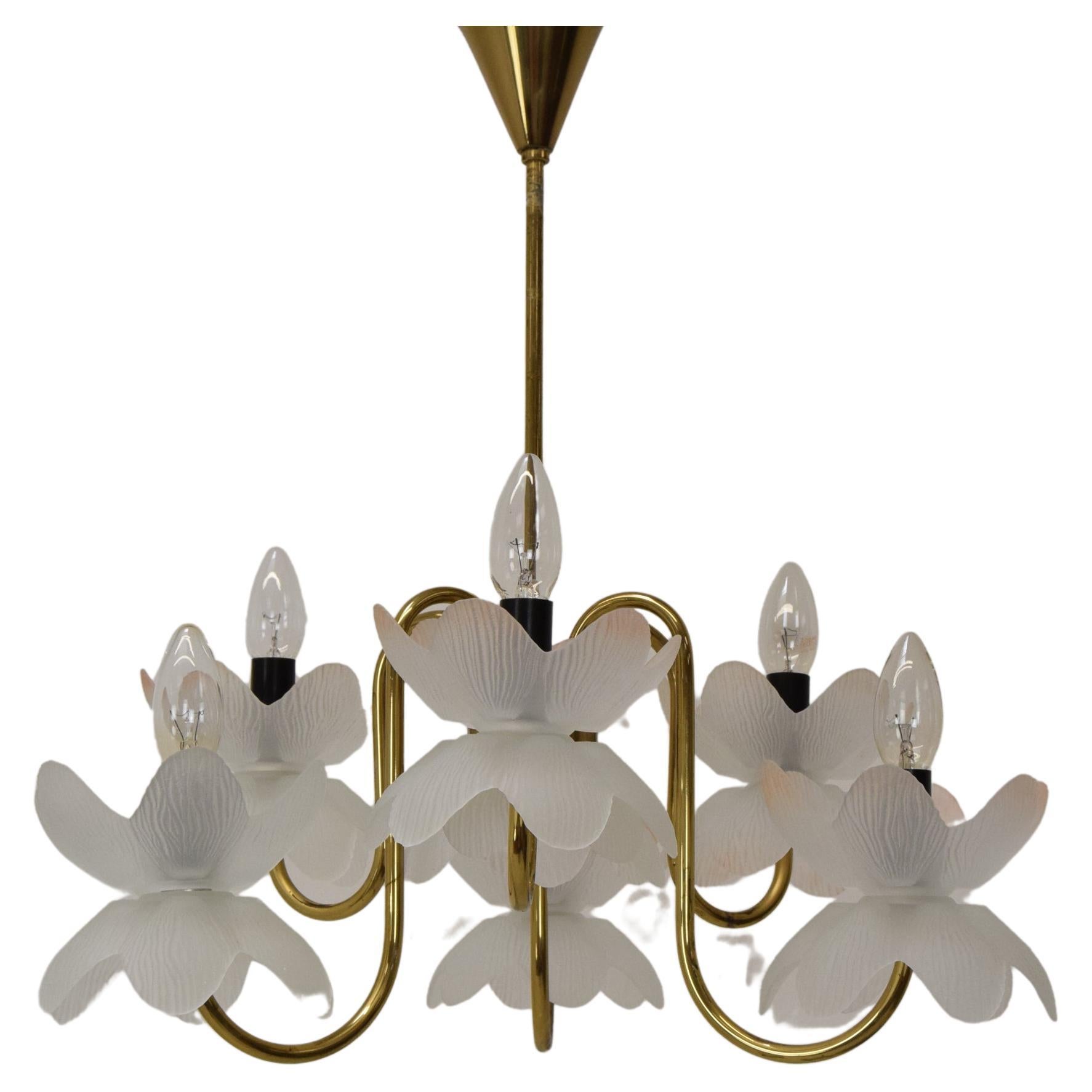 Mid-Century Glass Chandelier, 1970's