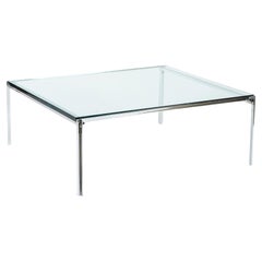 Table basse en verre et chrome du milieu du siècle par Katavalos pour Laverne Originals