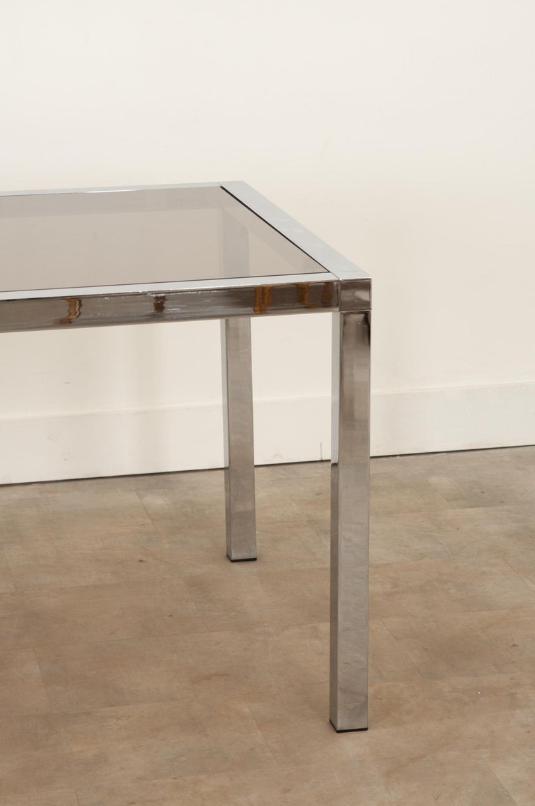 Midcentury Glass and Chrome Dining Table For Sale at 1stDibs