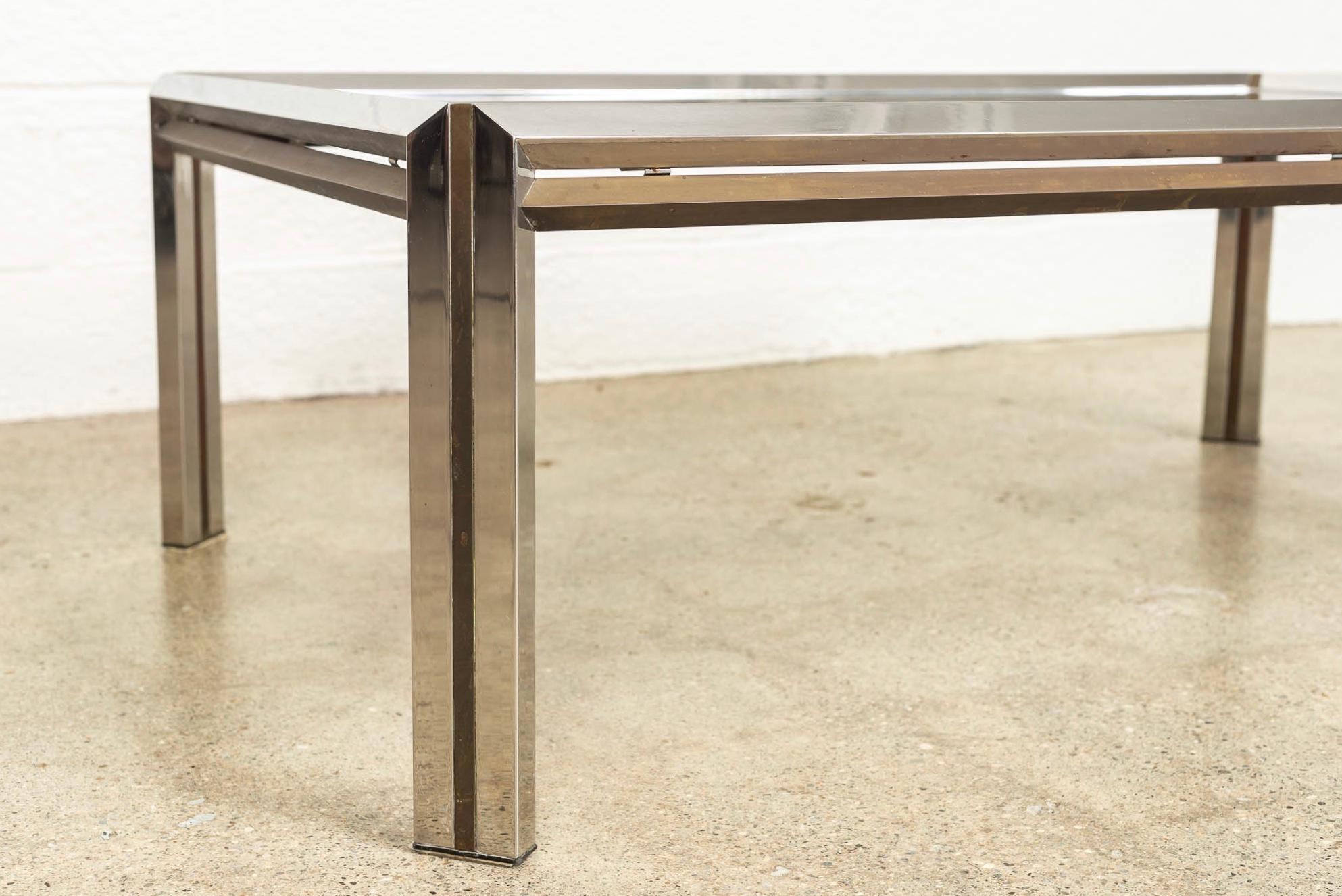 Mid-Century Glass & Chrome Rectangular Coffee Table 3