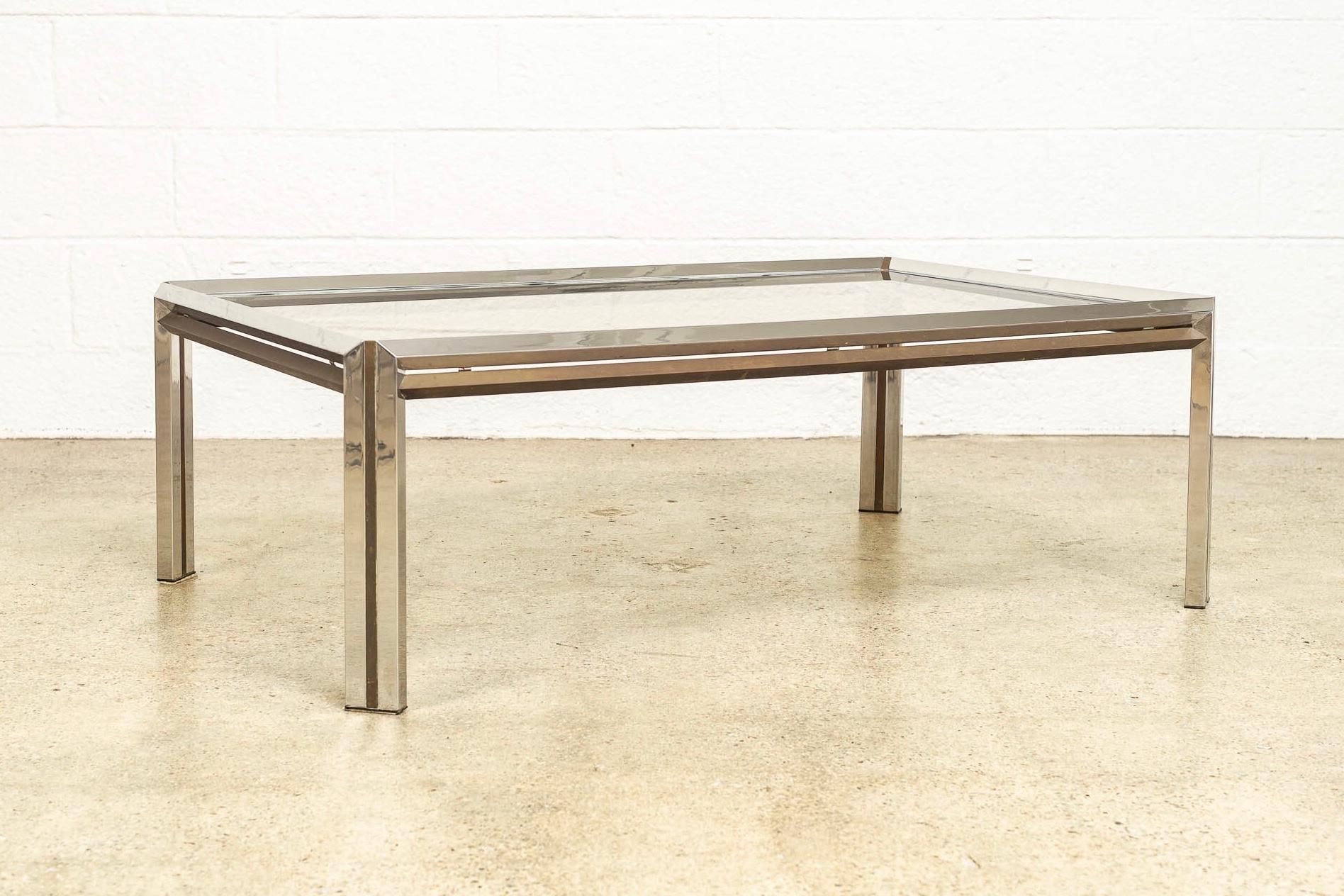 Unknown Mid-Century Glass & Chrome Rectangular Coffee Table