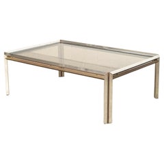 Table basse rectangulaire du milieu du siècle en verre et chrome