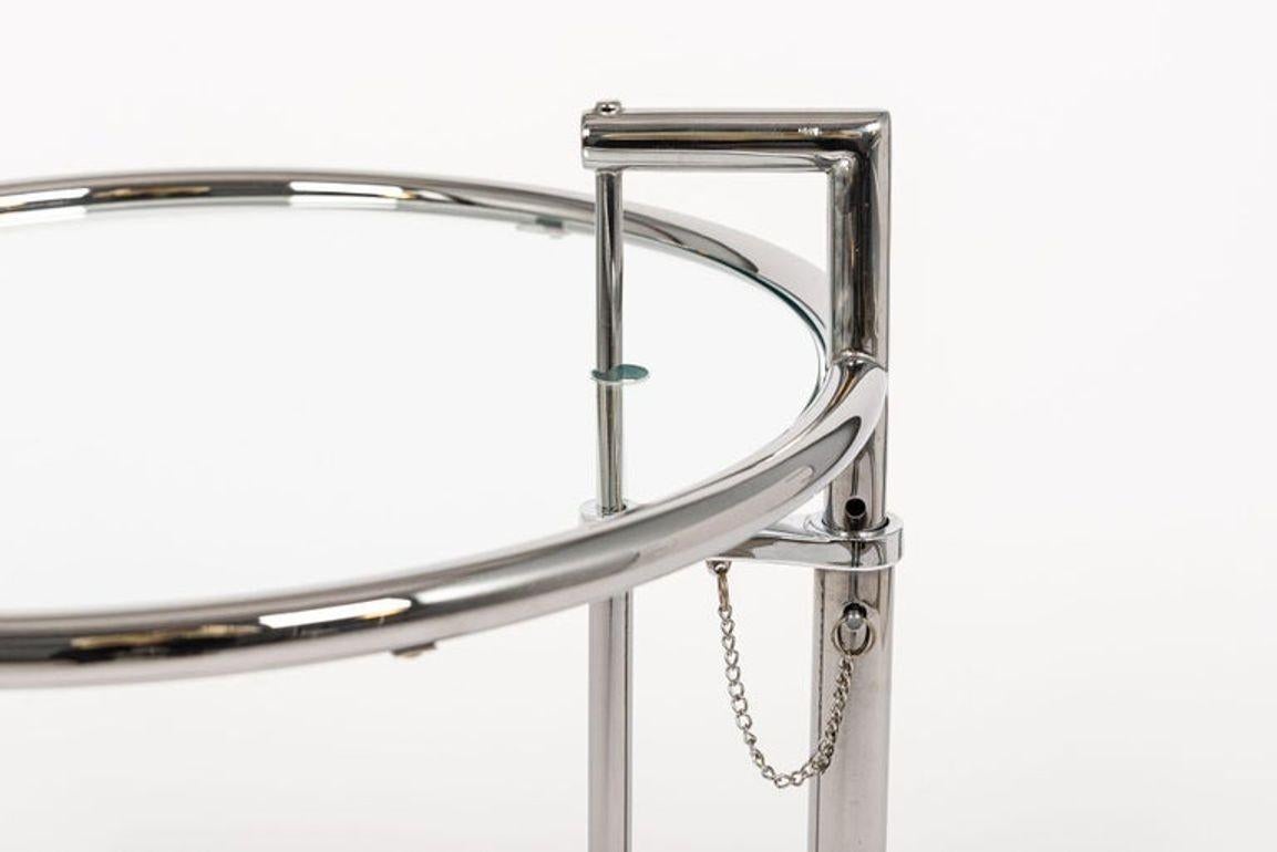 Mid Century Glass & Chrome Round Side Table by Eileen Gray (attr.) en venta 1
