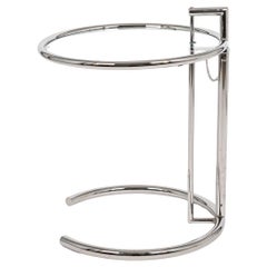 Mid Century Glass 
Chrome Round Side Table by Eileen Gray (attr.)