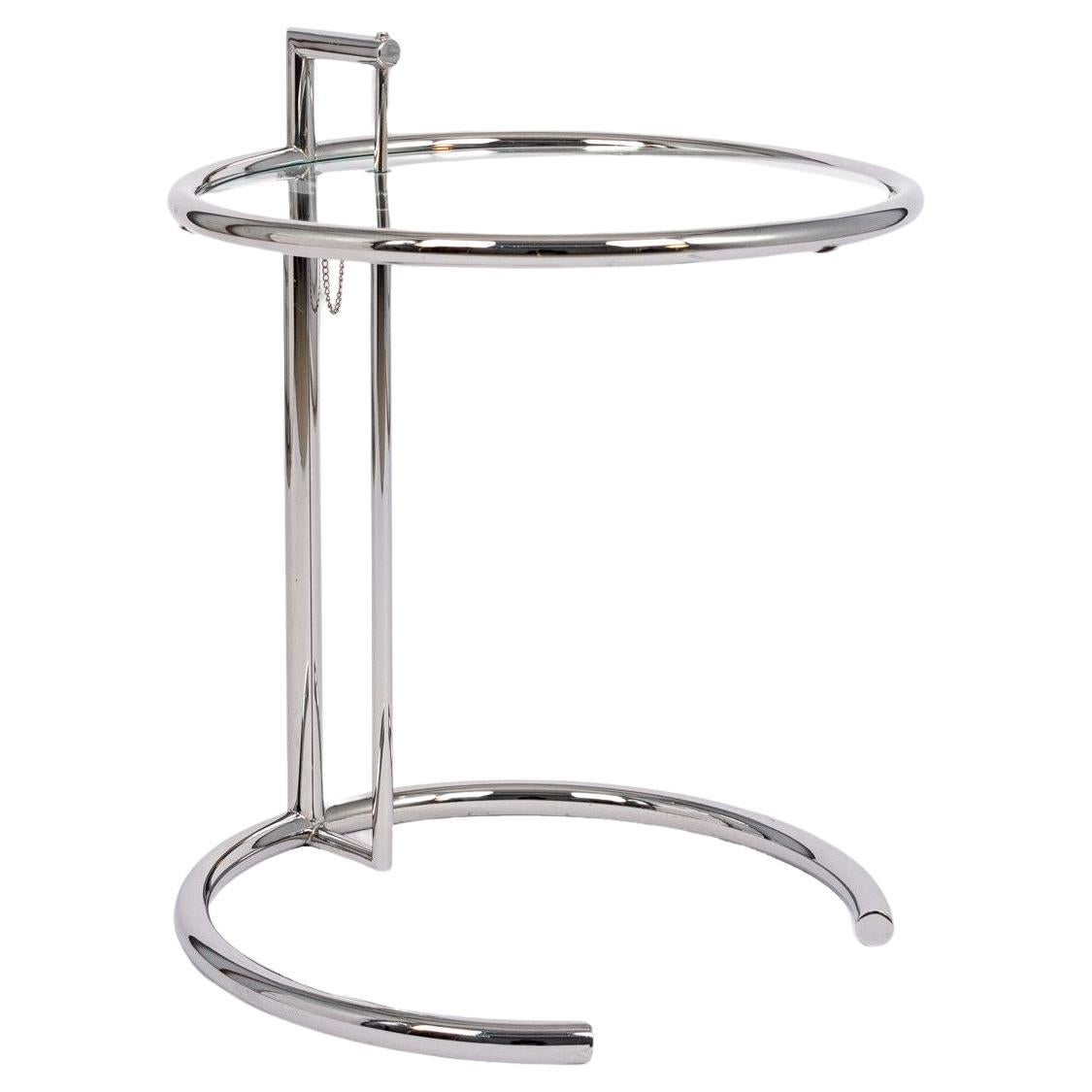 Beistelltisch aus Glas und Chrom aus der Mitte des Jahrhunderts von Eileen Gray (attr.)