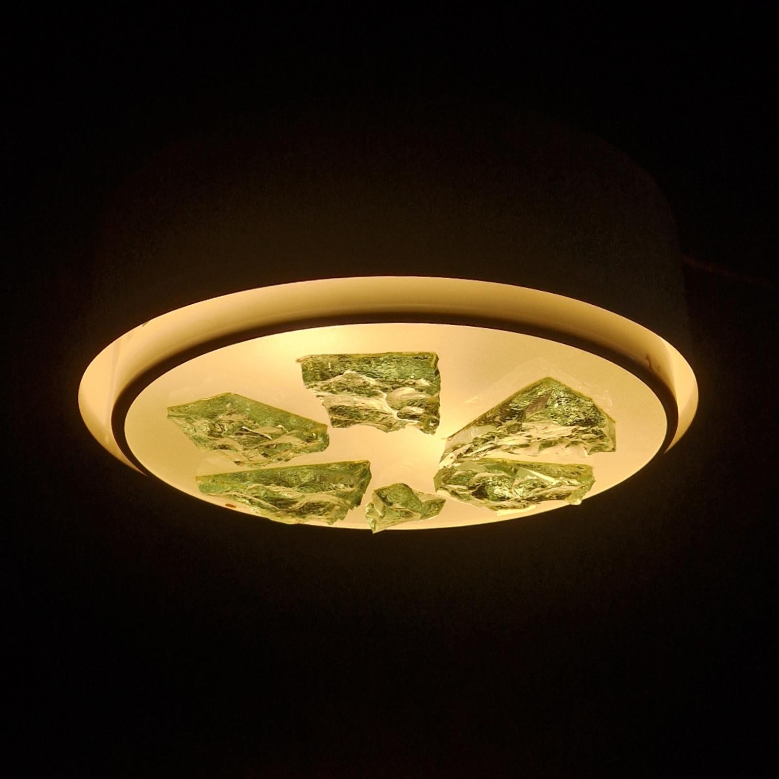 Dutch Mid century glass chunks ceiling lamp by RAAK, Netherlands 1960s For Sale