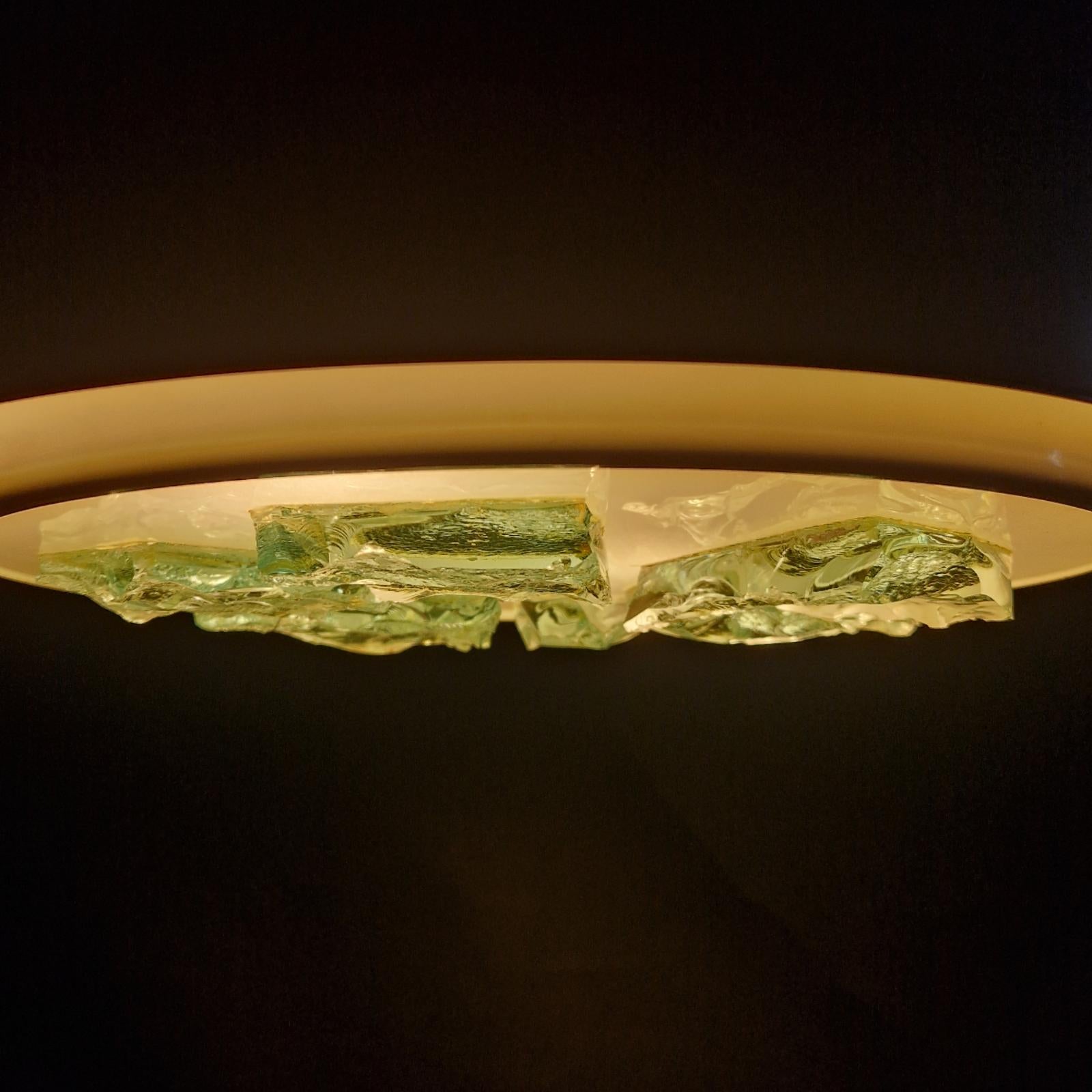 Hand-Crafted Mid century glass chunks ceiling lamp by RAAK, Netherlands 1960s For Sale