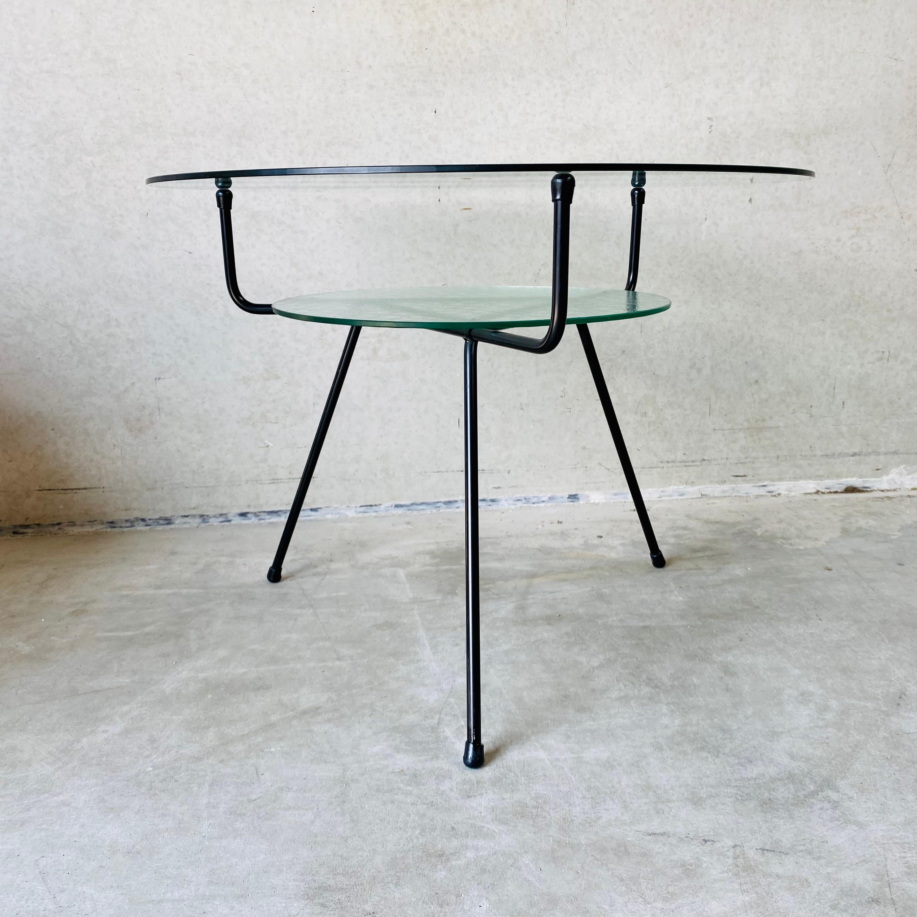 Table basse en verre du milieu du siècle dernier par W.H. Gispen pour KEMBO, design néerlandais, 1950 Bon état - En vente à DE MEERN, NL