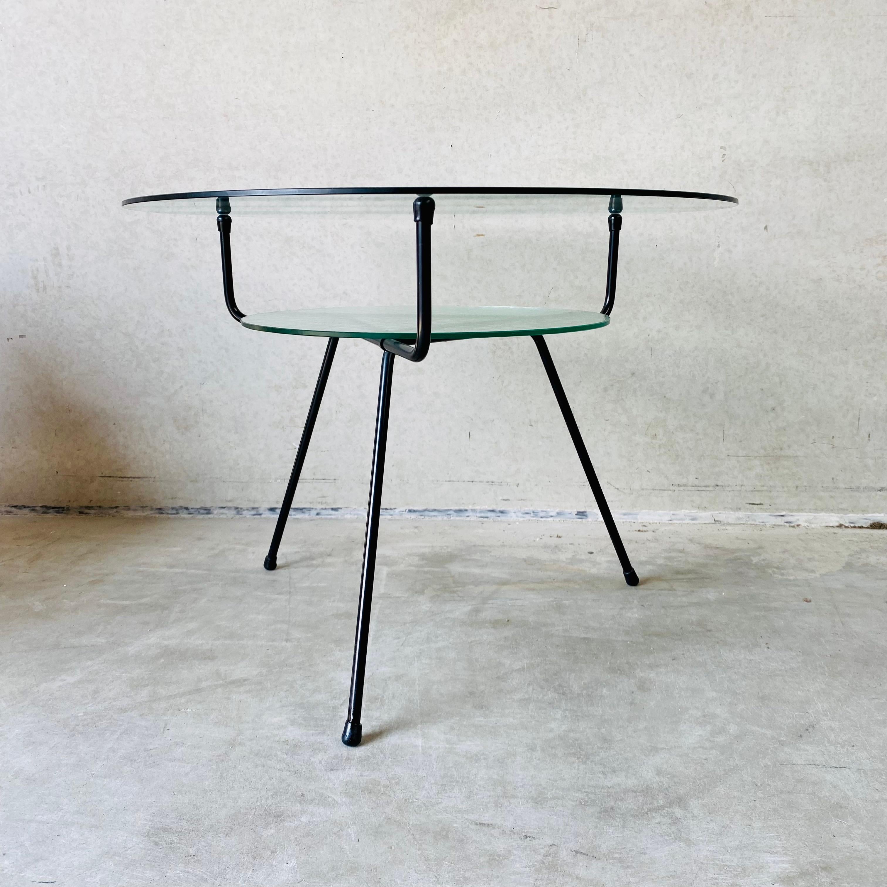 Metal Mid-century Glass Coffee Table By W.H. Gispen For KEMBO, Dutch Design 1950 For Sale