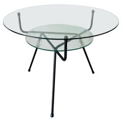 Mesa baja de cristal de mediados de siglo de W.H. Gispen Kembo, diseño holandés 1950