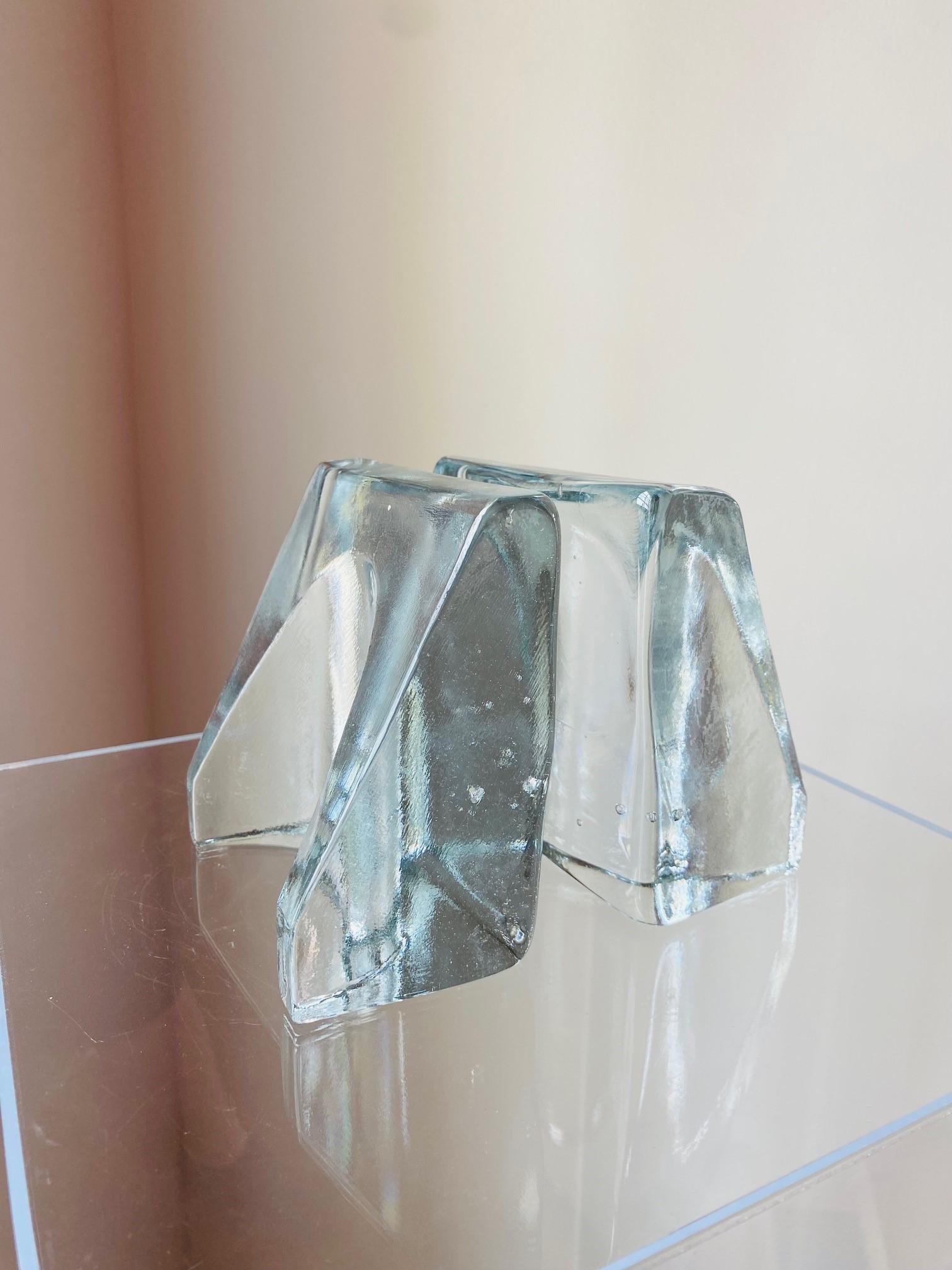 Mid Century Glas Kristall Schaufel Buchstützen von Blenko im Zustand „Gut“ im Angebot in San Diego, CA