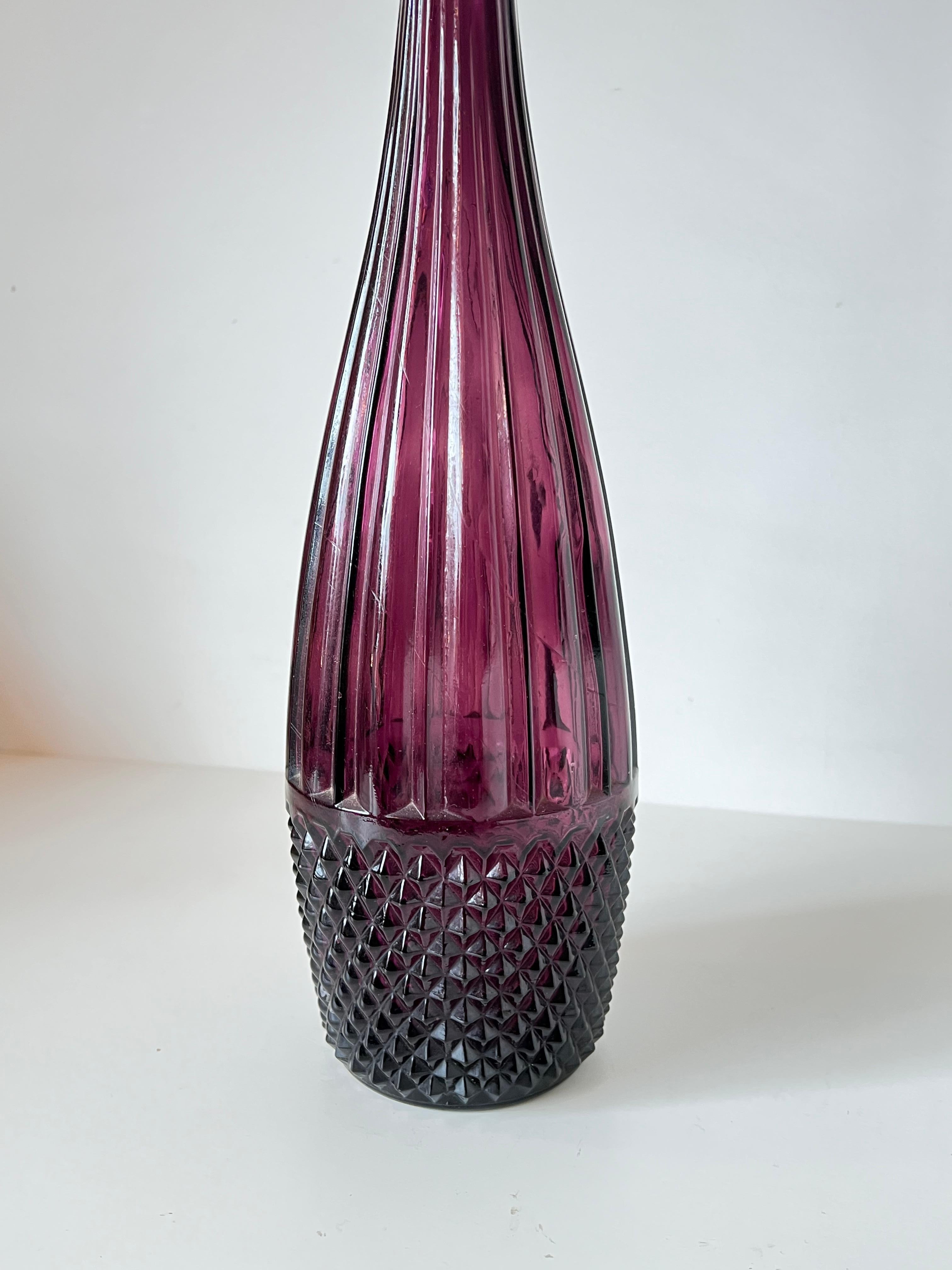 Mid-20th Century Mid-century Glass decanter / genie bottle with stopper, Empoli, Italy