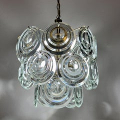 Mid-century glass disc chandelier, Italy 1970s