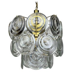 Mid-century glass disc chandelier, Italy 1970s