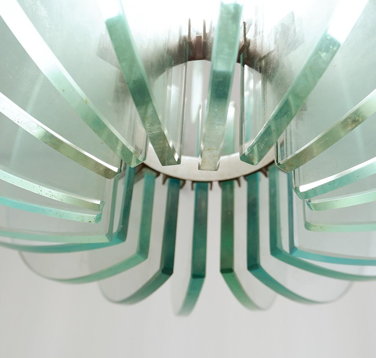 Italian Mid-Century Glass Discs Suspension by School of Max Ingrand, Italy, 1960s For Sale