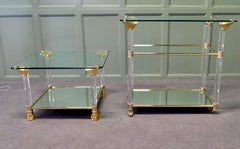 Mid Century Glass Drinks Trolley with Matching Side Table