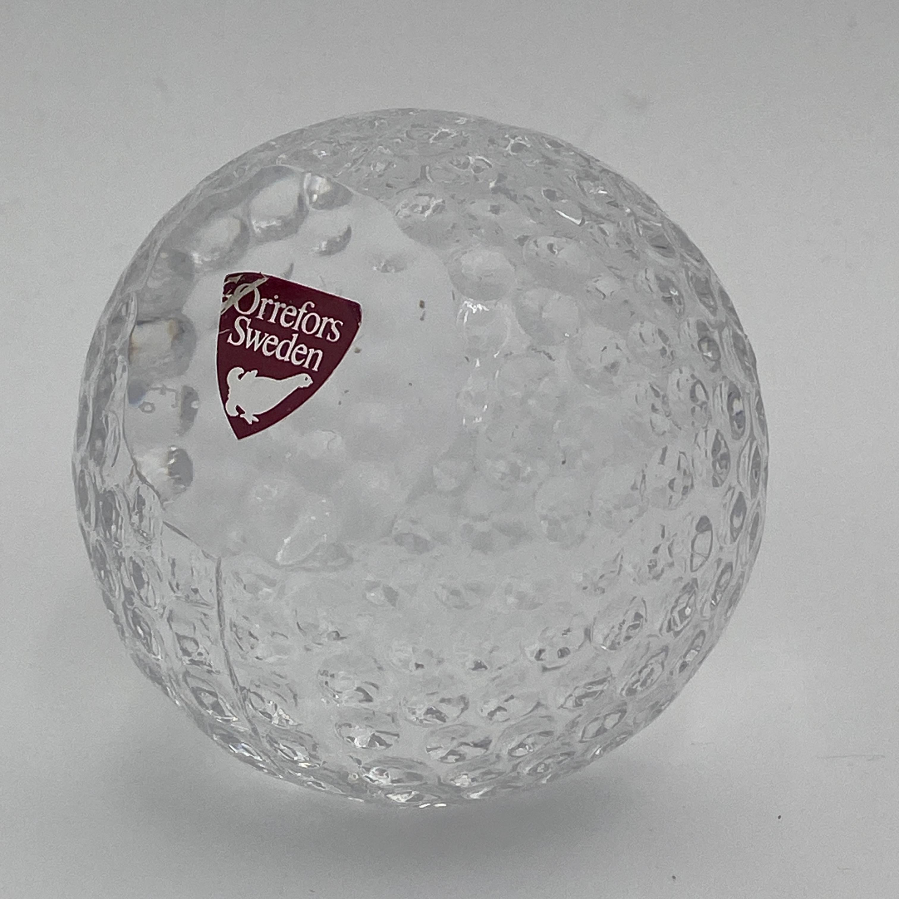 Mid Century Glass Golf Ball Paperweight by Orrefors Sweden 1960s For Sale 4