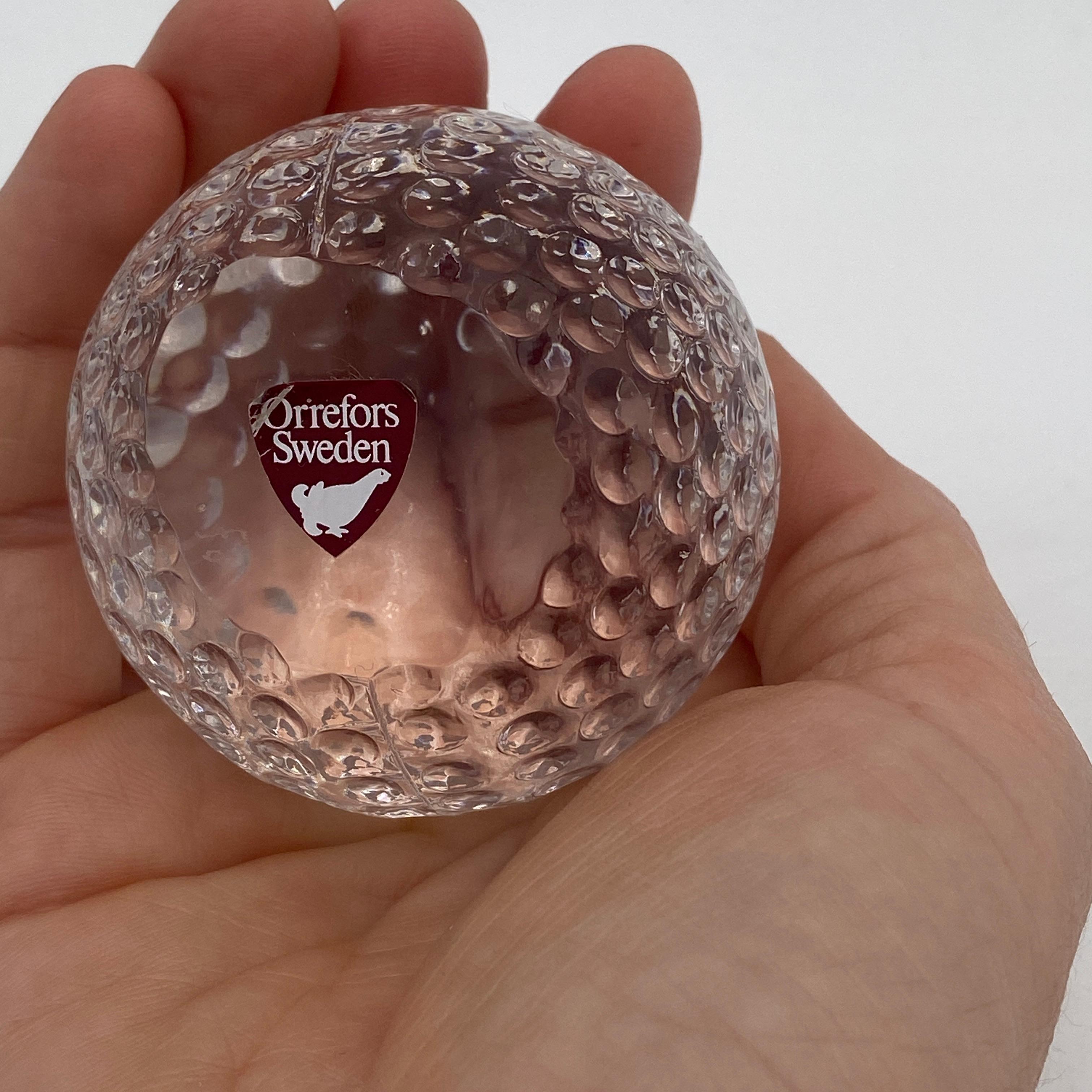 Mid Century Glass Golf Ball Paperweight by Orrefors Sweden 1960s For Sale 9