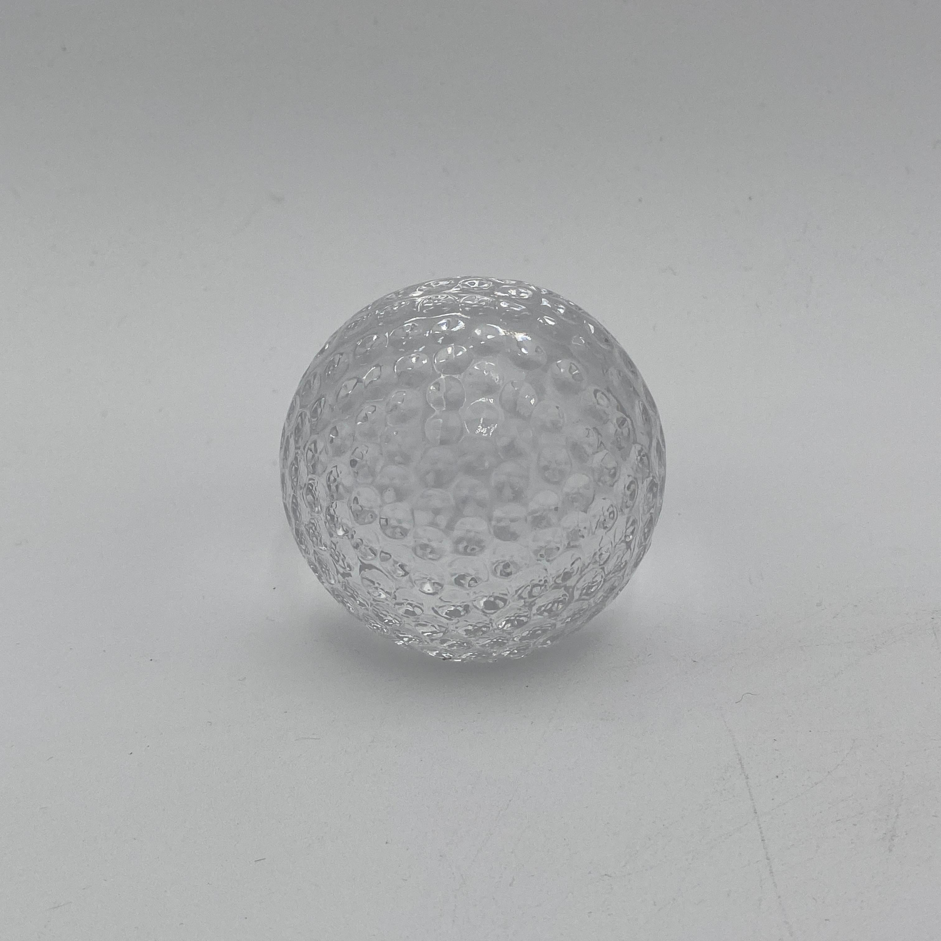 Mid Century Glass Golf Ball Paperweight by Orrefors Sweden 1960s For Sale 1