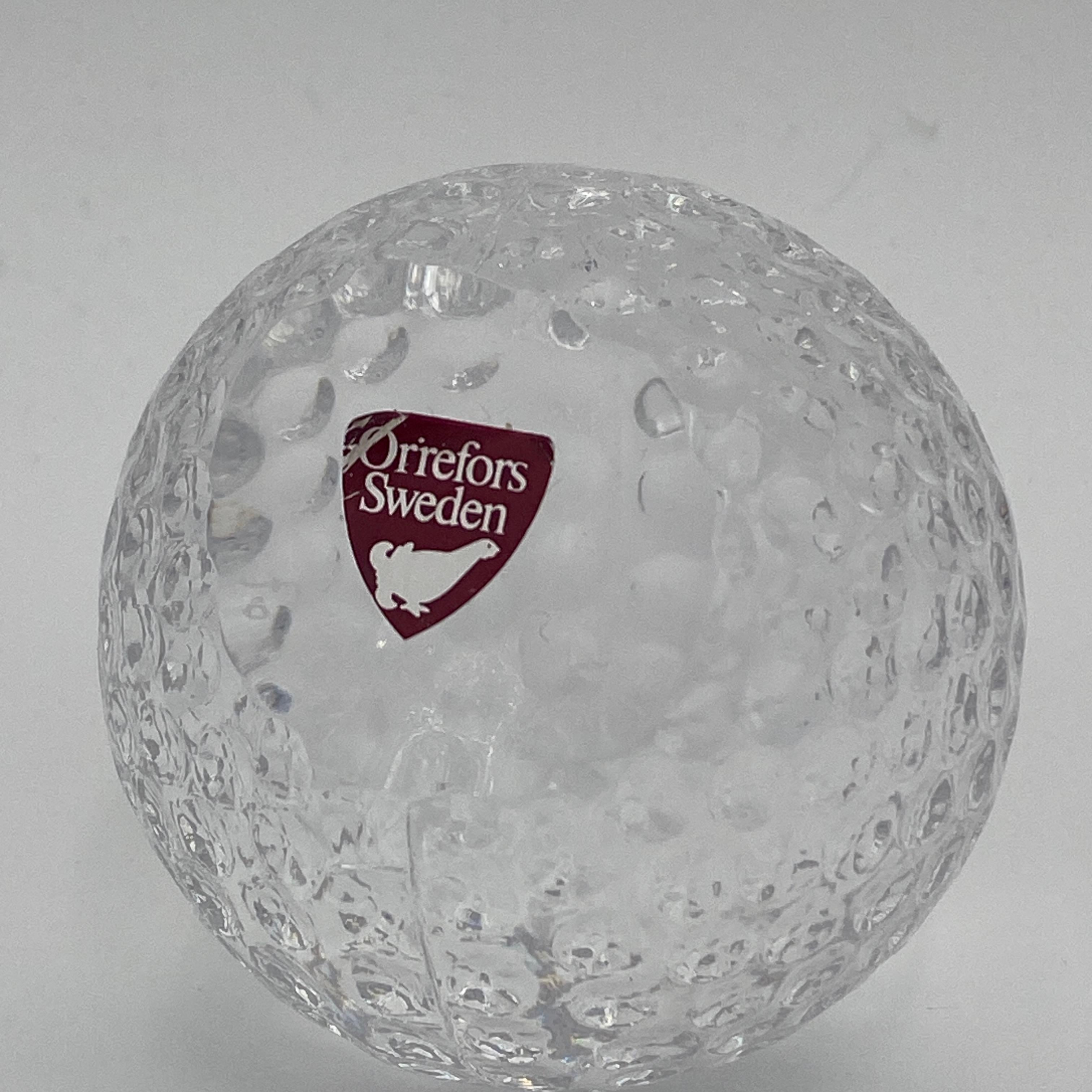 Mid Century Glass Golf Ball Paperweight by Orrefors Sweden 1960s For Sale 3