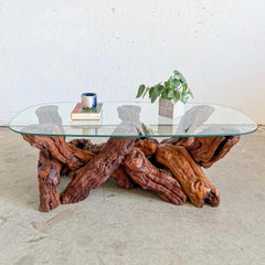 Mid-Century Glass / Grapevine Coffee Table
