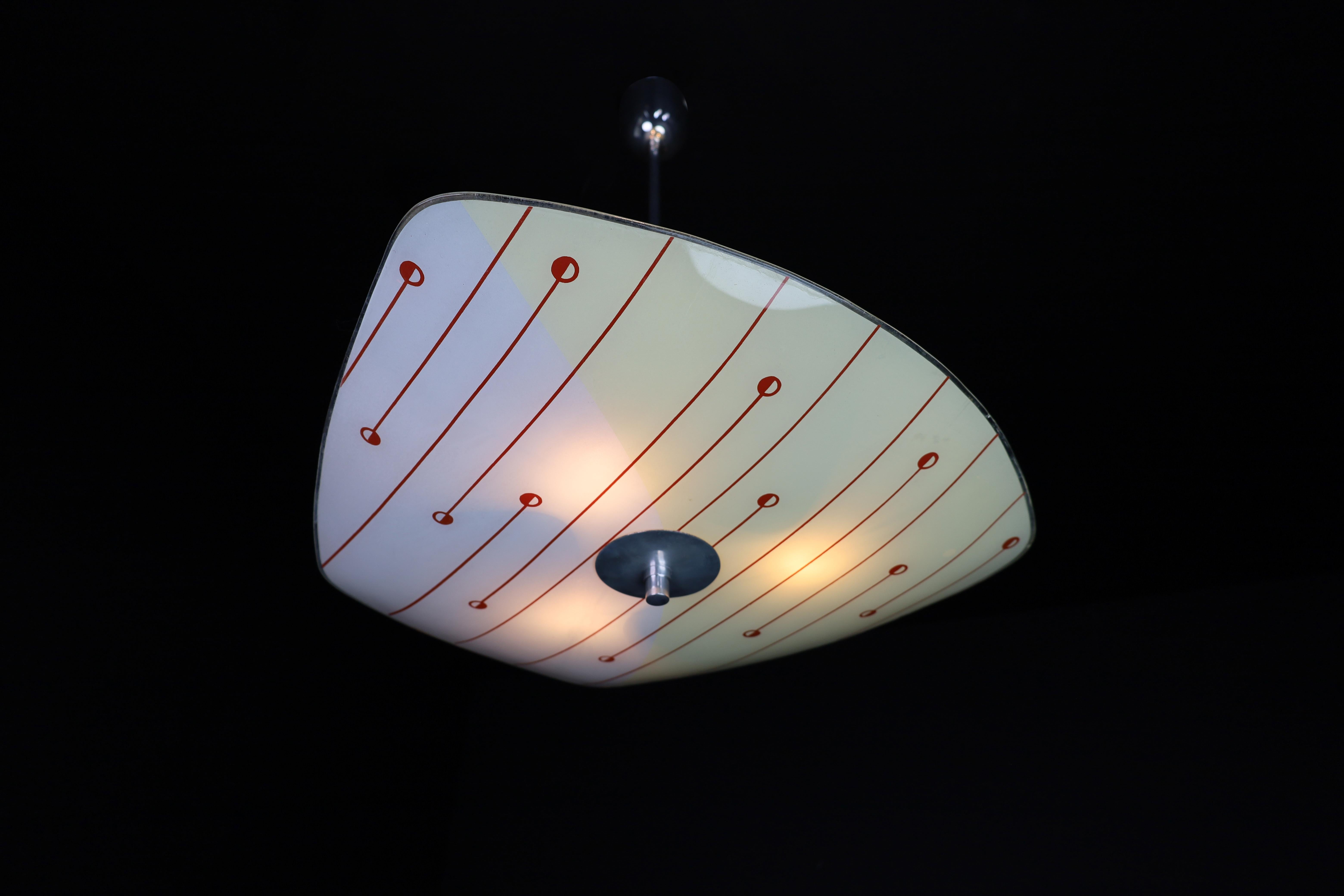 Czech Mid-Century Glass Hanging Pendant Lamp Brussels World Expo 1958 (5106)  For Sale