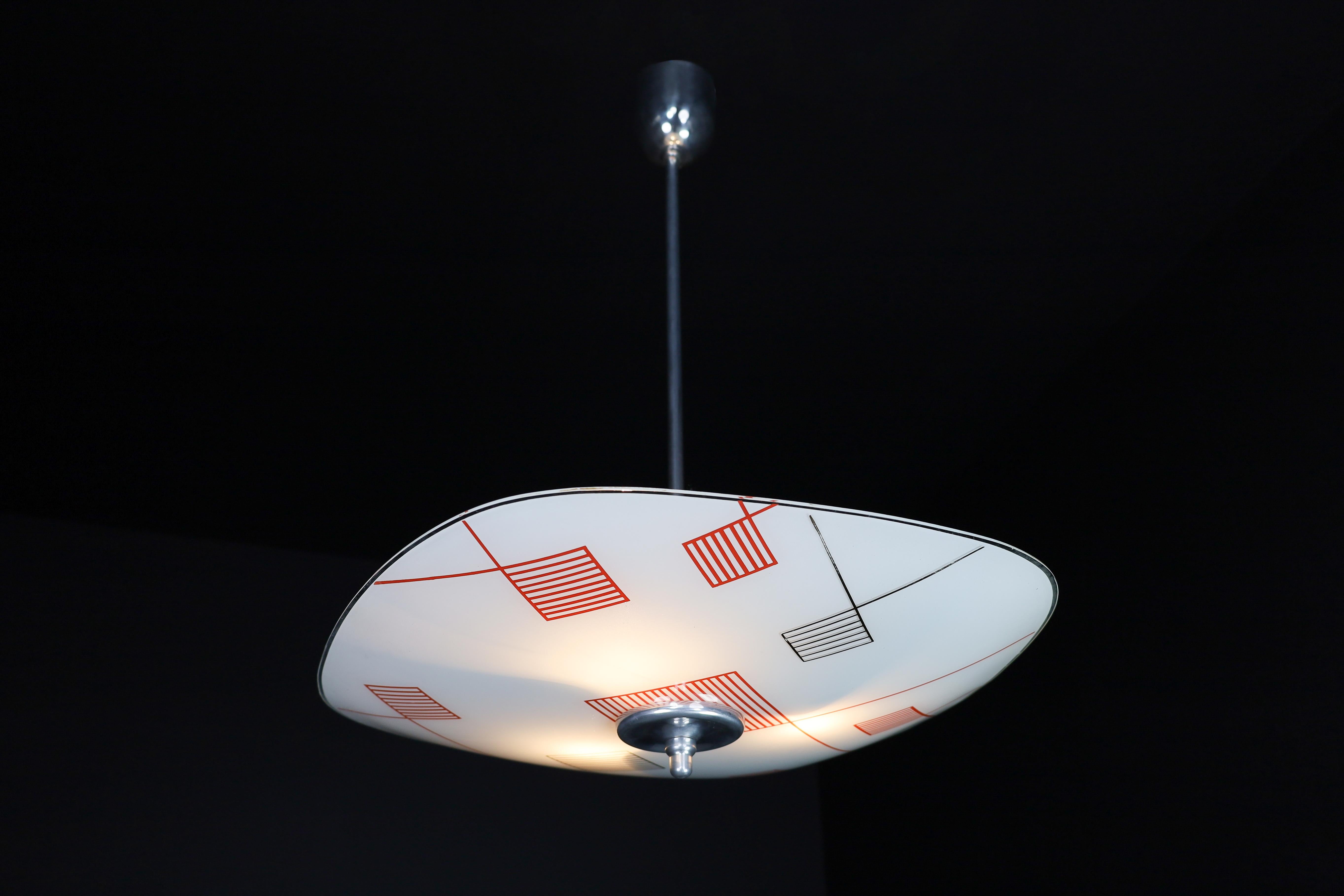 Mid-Century Modern Mid-Century Glass Hanging Pendant Lamp Brussels World Expo 1958 (5115) For Sale