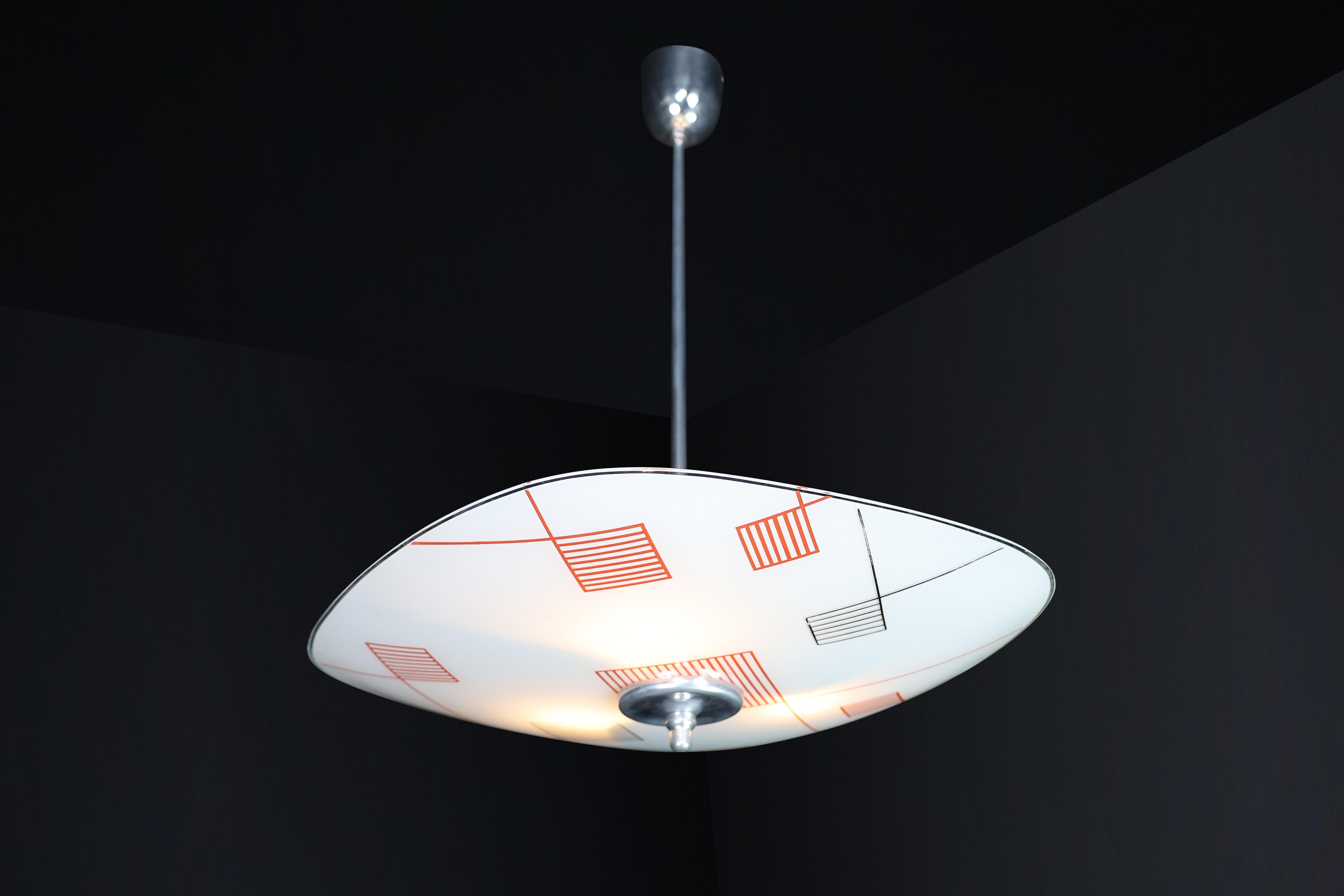Czech Mid-Century Glass Hanging Pendant Lamp Brussels World Expo 1958 (5115) For Sale