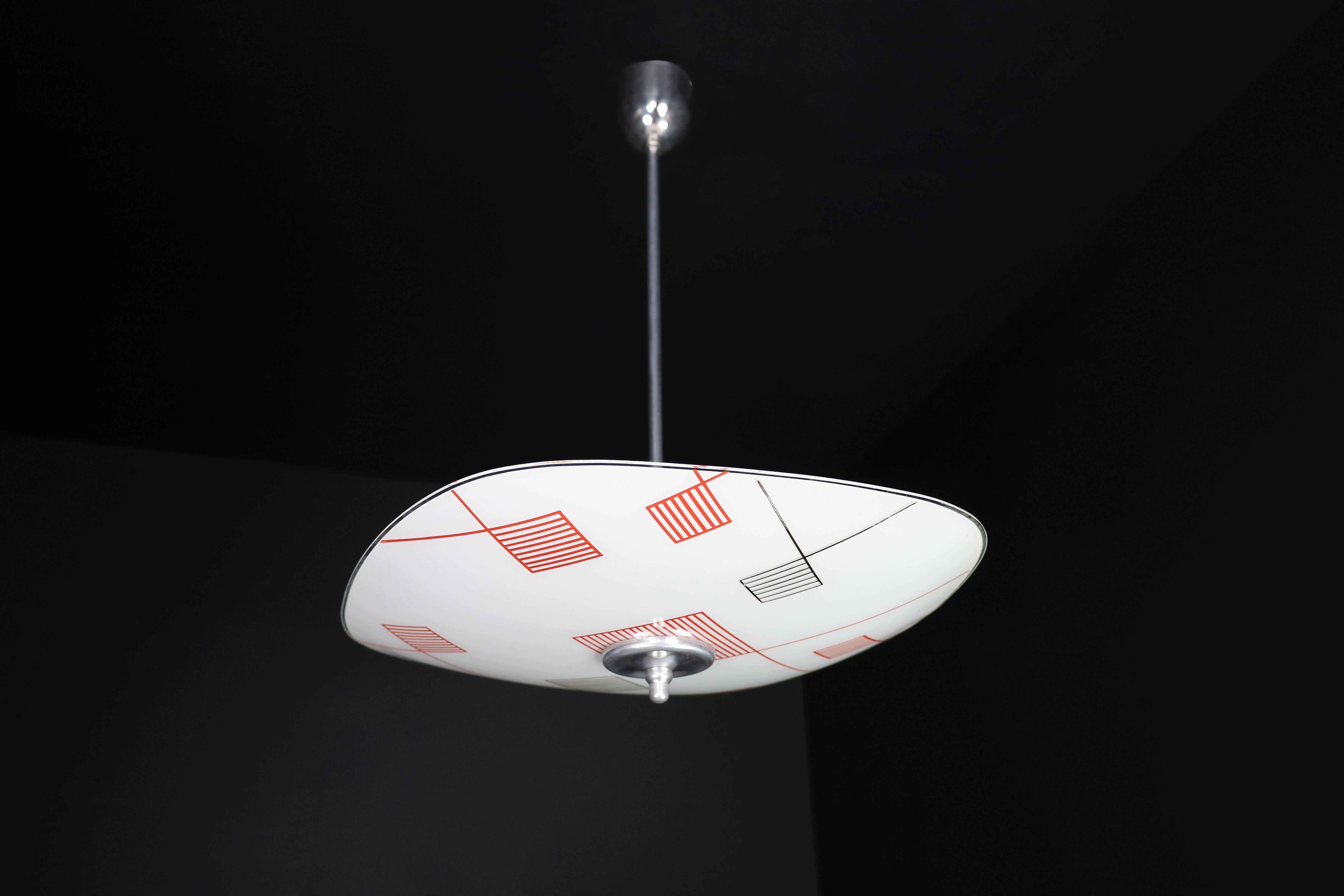 Mid-Century Glass Hanging Pendant Lamp Brussels World Expo 1958 (5115) In Good Condition For Sale In Almelo, NL
