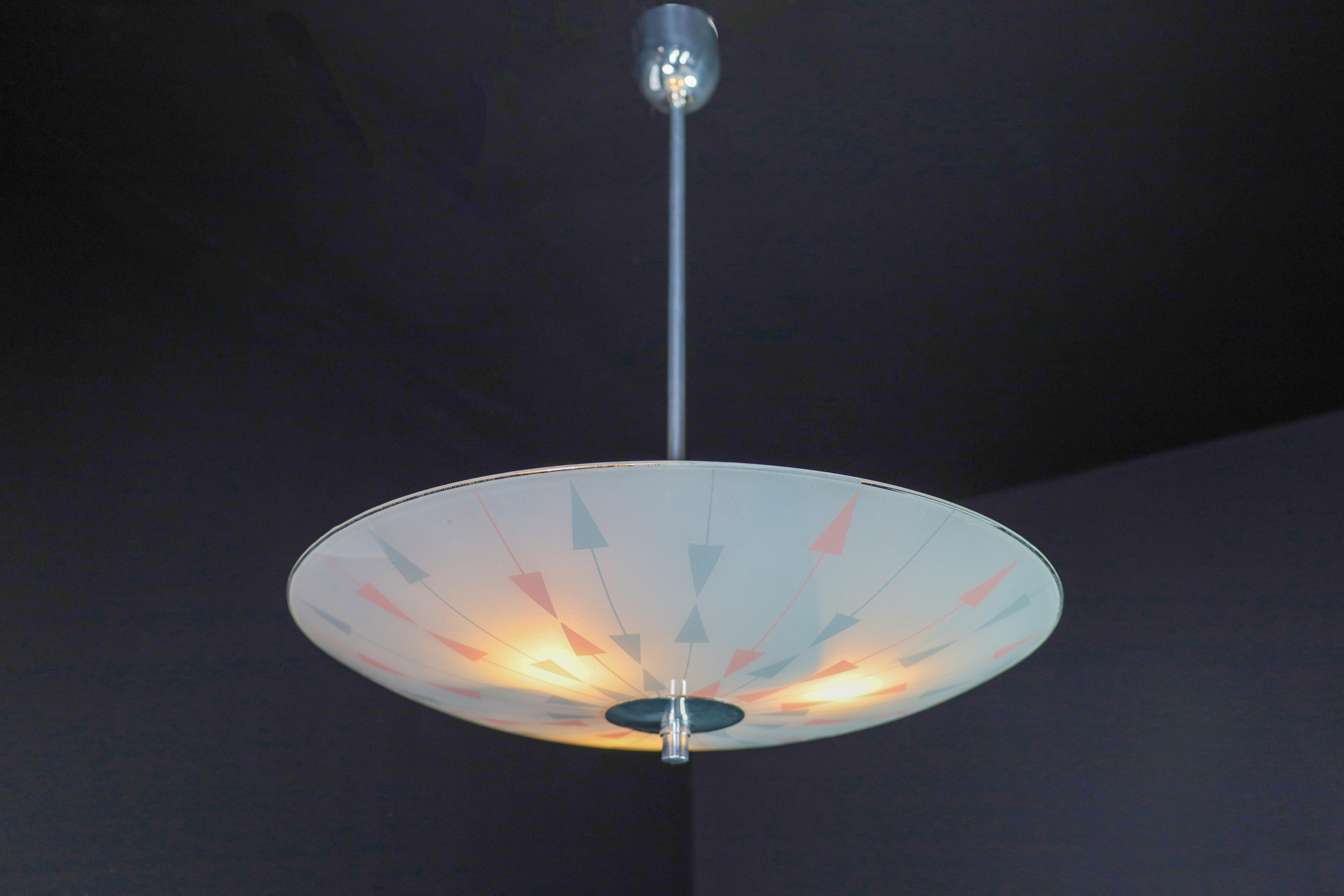 Mid-Century Modern Mid-Century Glass Hanging Pendant Lamp Brussels World Expo 1958 (5116) For Sale