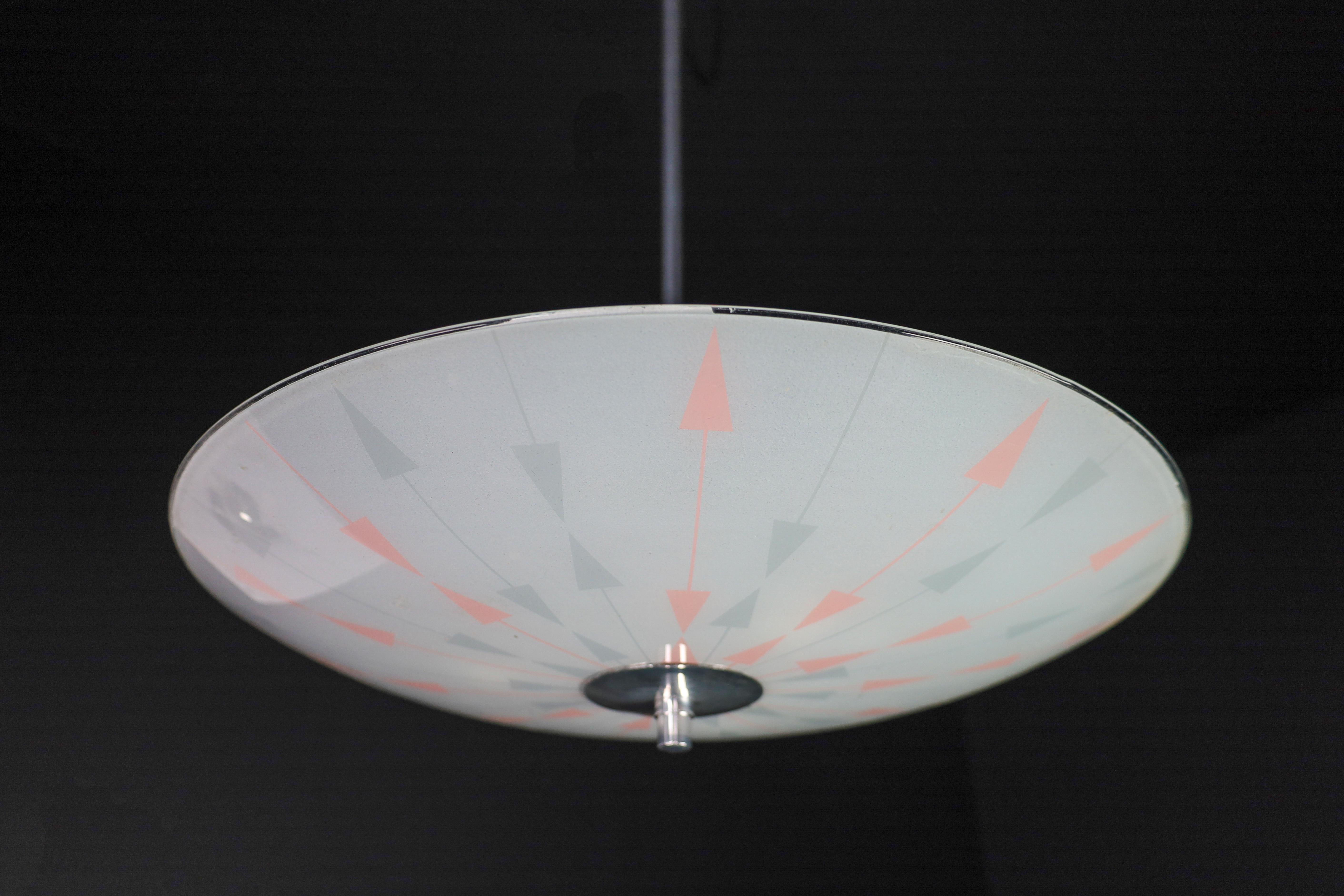 Czech Mid-Century Glass Hanging Pendant Lamp Brussels World Expo 1958 (5116) For Sale