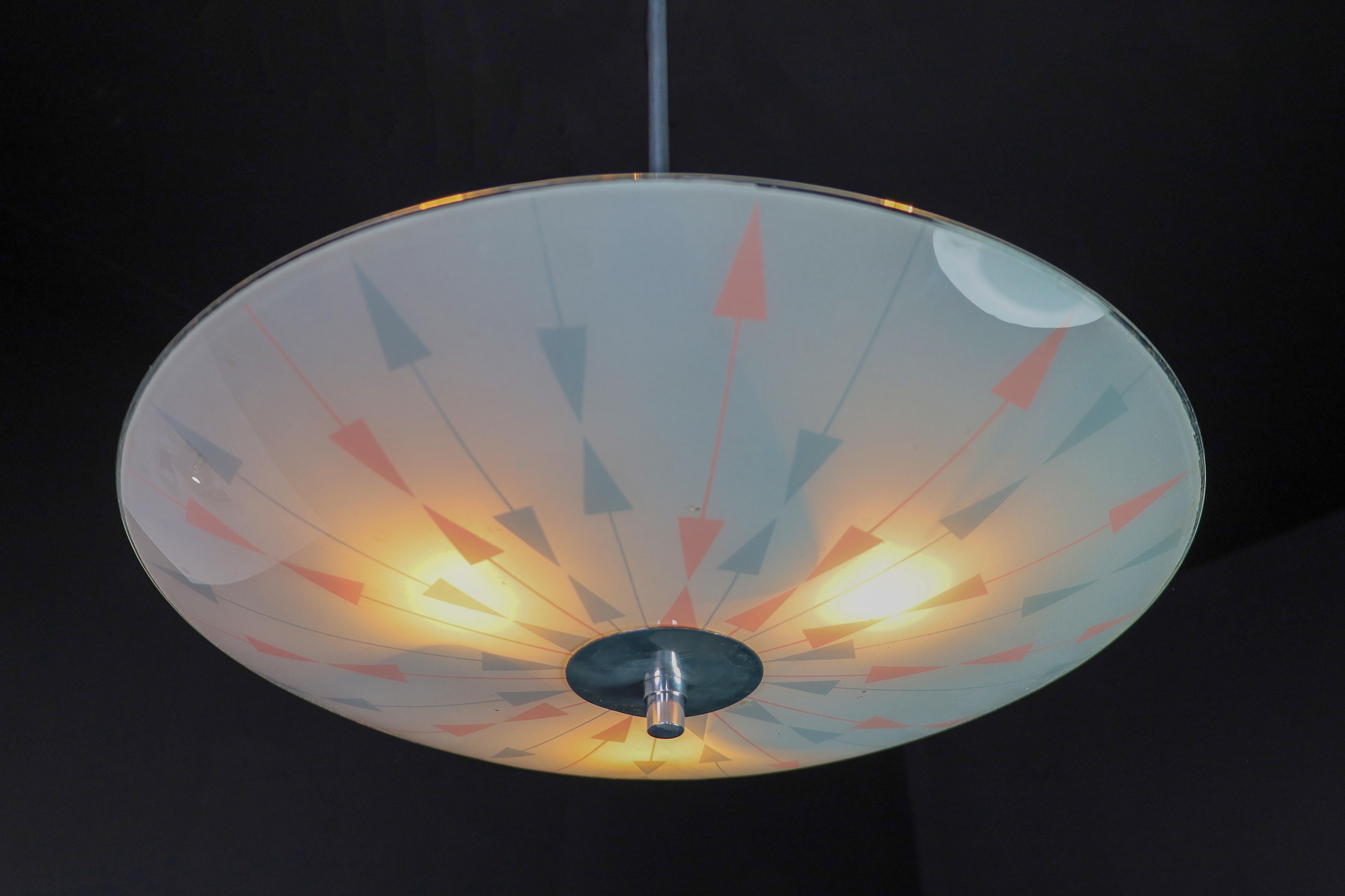 Mid-Century Glass Hanging Pendant Lamp Brussels World Expo 1958 (5116) In Good Condition For Sale In Almelo, NL