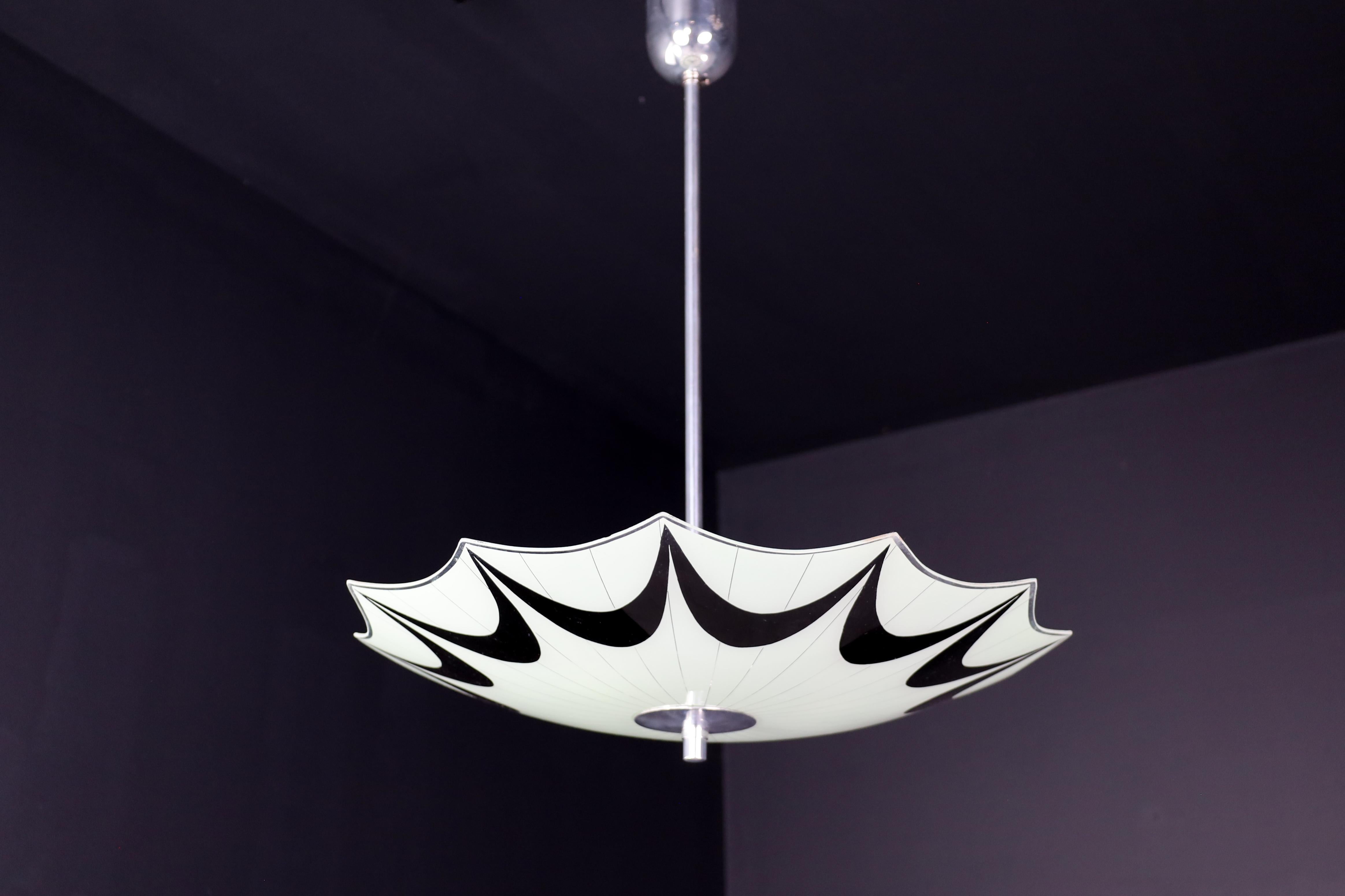 Czech Mid-Century Glass Hanging Pendant Lamp Brussels World Expo 1958 