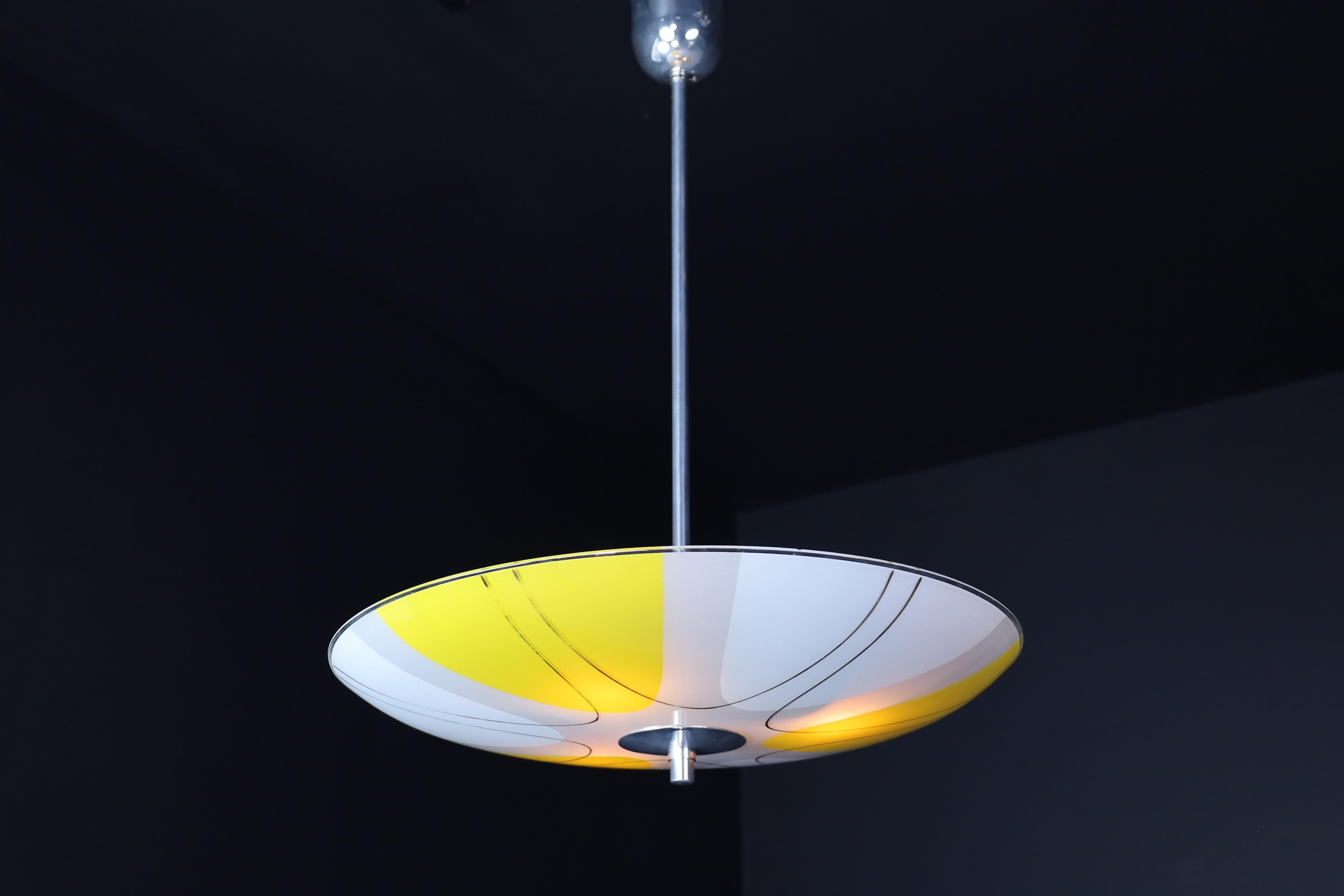 Mid-Century Glass Hanging Pendant Lamp Brussels World Expo 1958 
