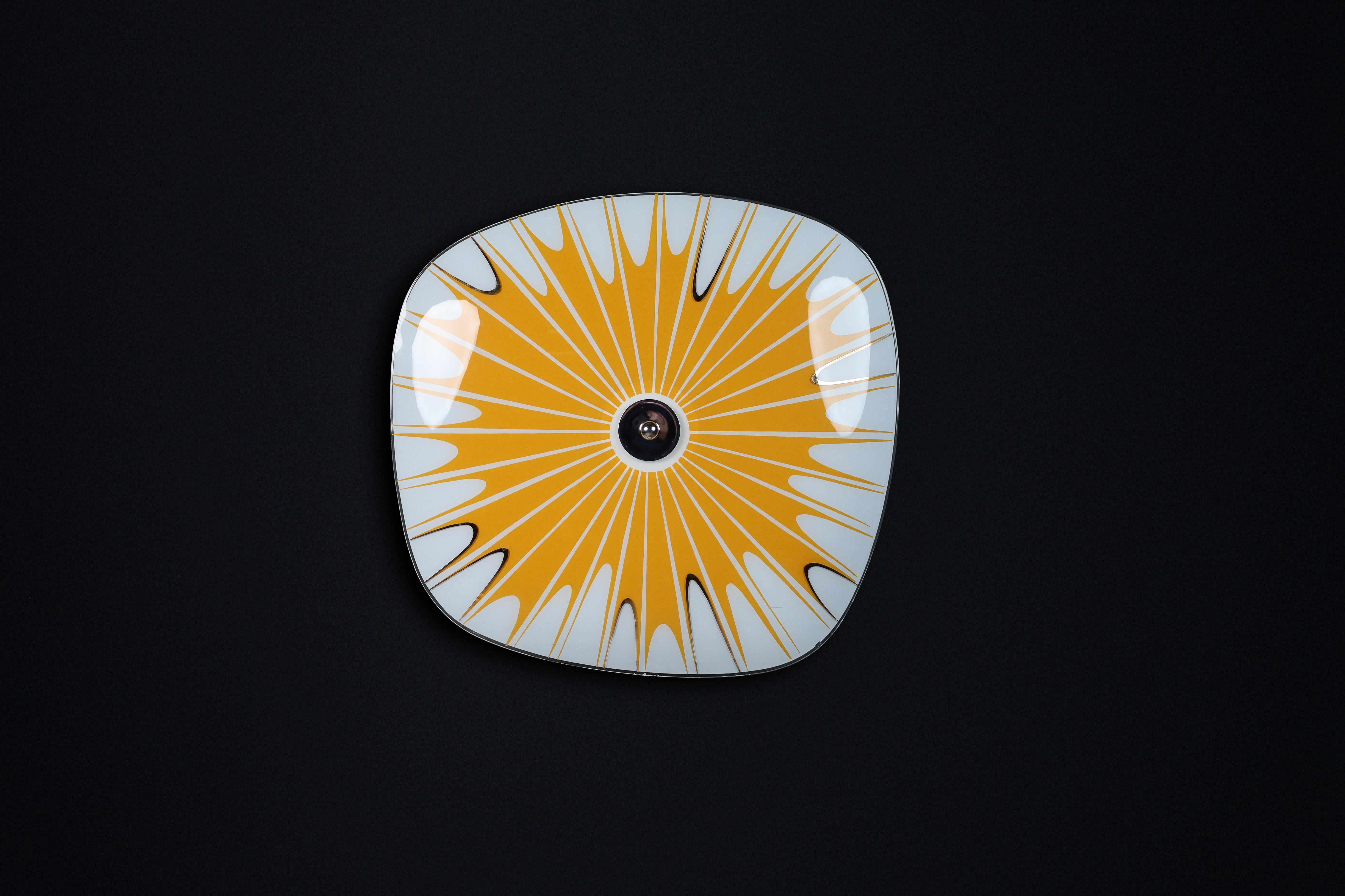 Czech Mid-Century Glass Hanging Pendant or Wall Light Brussels World Expo 1958 (no:1) For Sale